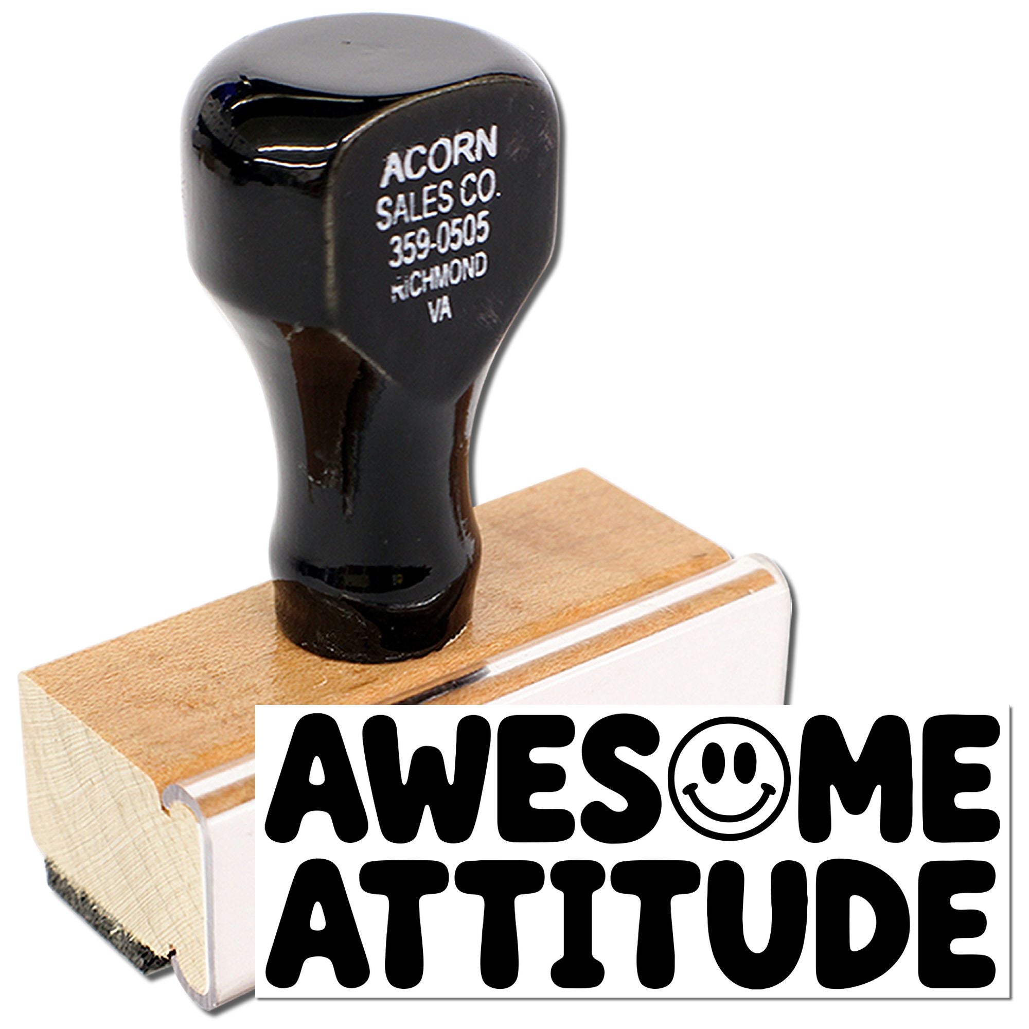 Custom rubber stamp with Awesome Attitude design, ideal for bold office, craft, or branding impressions.