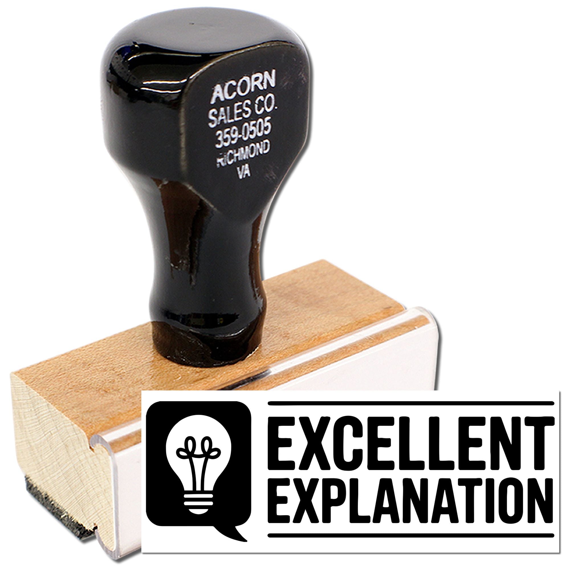 Custom Excellent Explanation rubber stamp for teacher feedback, grading, and office review