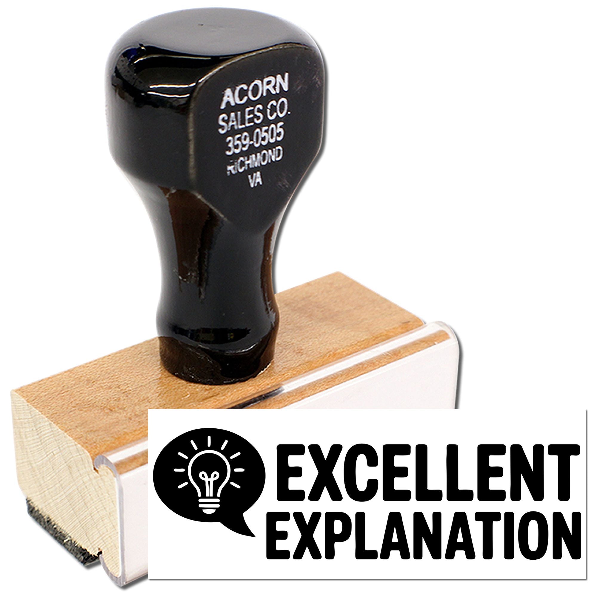 Custom rubber stamp with Excellent Explanation message for teacher grading, classroom feedback, and office use.