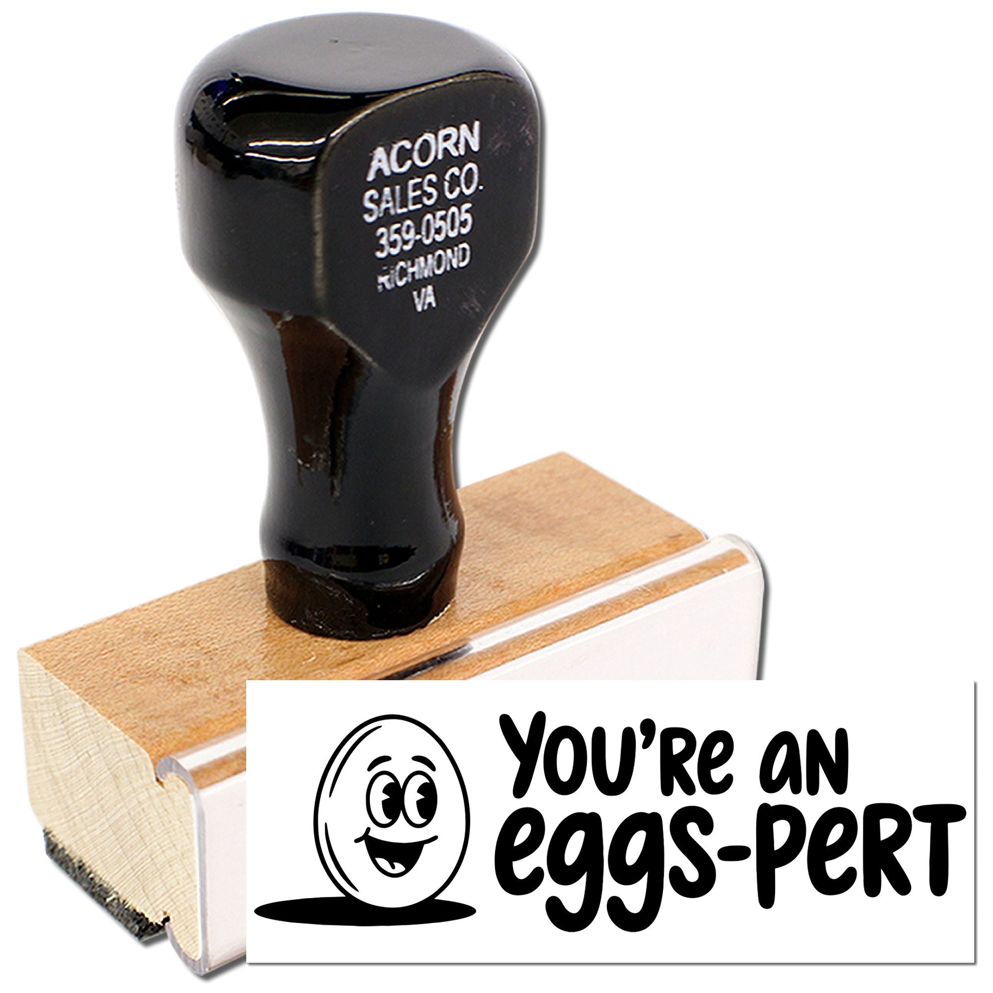 Custom Youre an eggs-pert rubber stamp for funny bakery, Easter, and classroom projects.