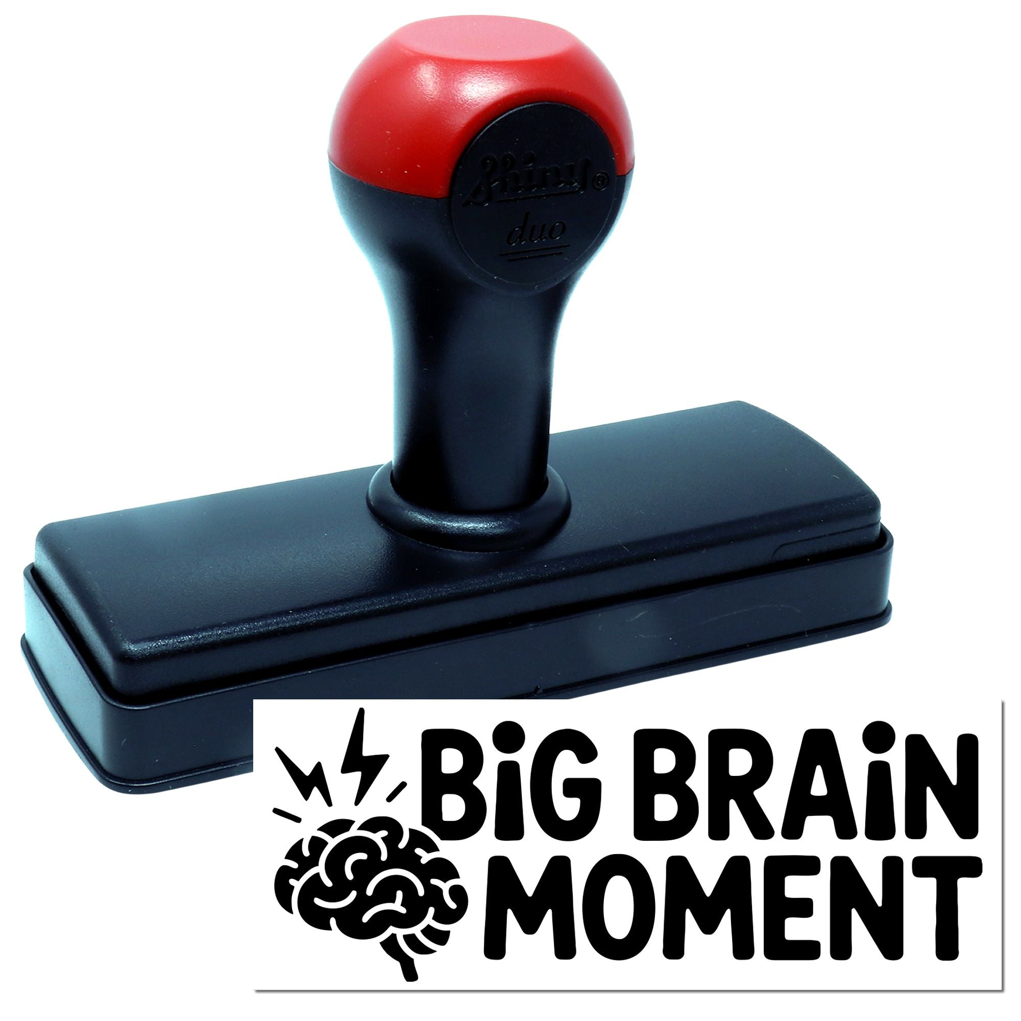 Custom self-inking rubber stamp with Big Brain Moment design for office, classroom, or planner use.