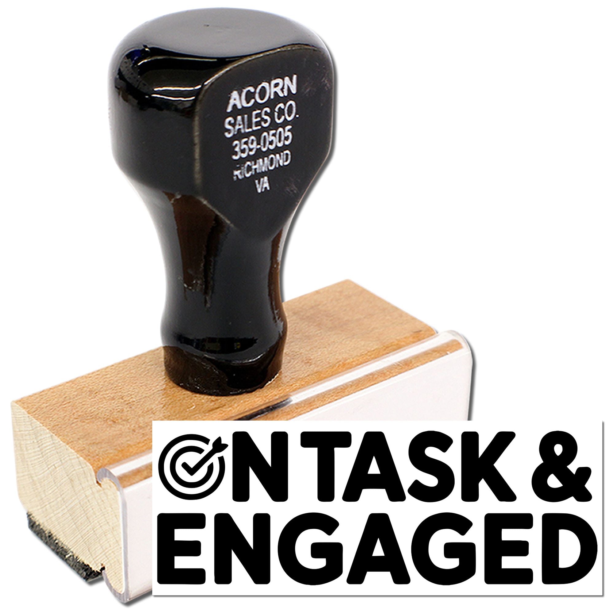 Personalized rubber stamp with On Task & Engaged imprint for classroom or office use.