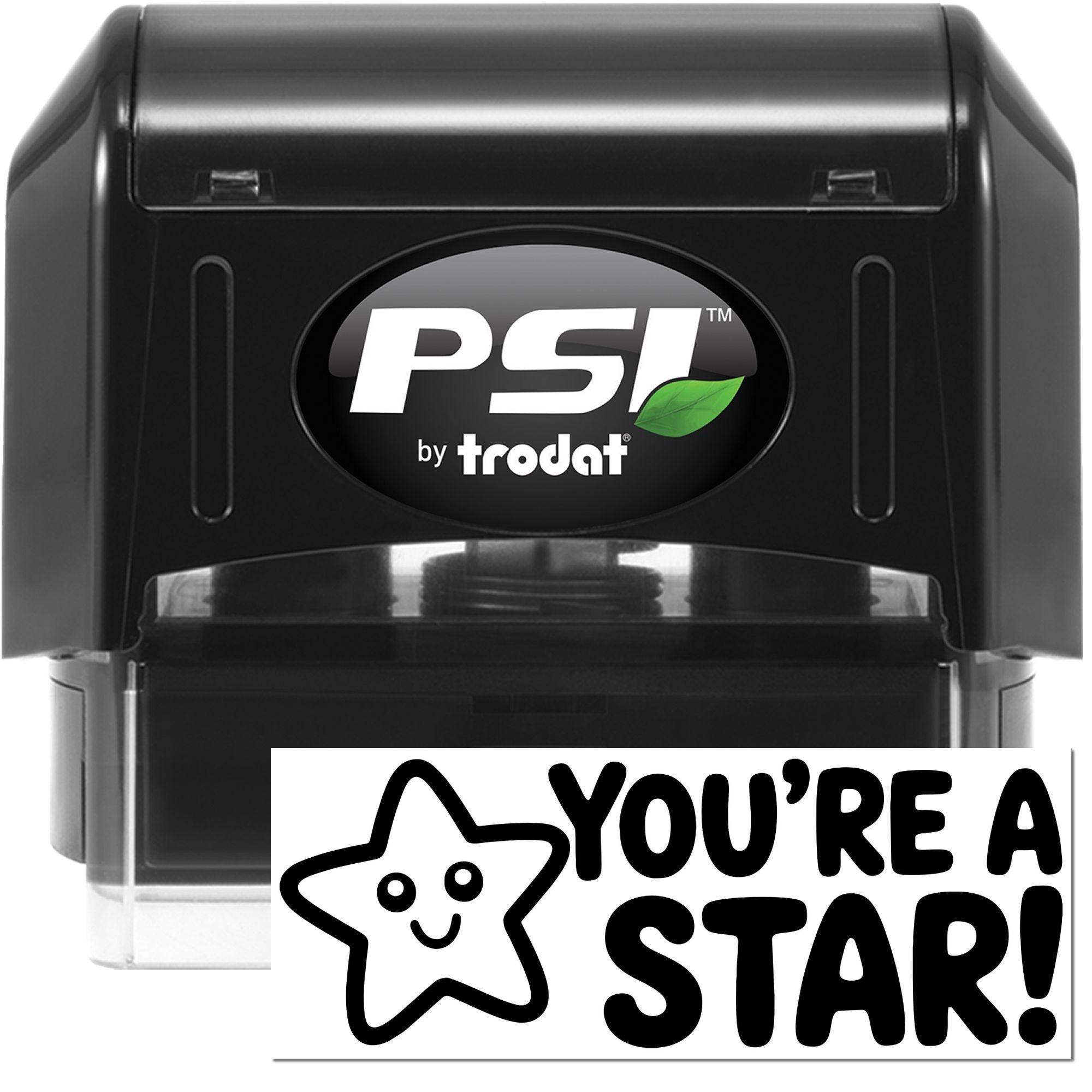 PSI by Trodat self-inking rubber stamp with Youre a Star! imprint for personalized awards, crafts, and recognition labels.
