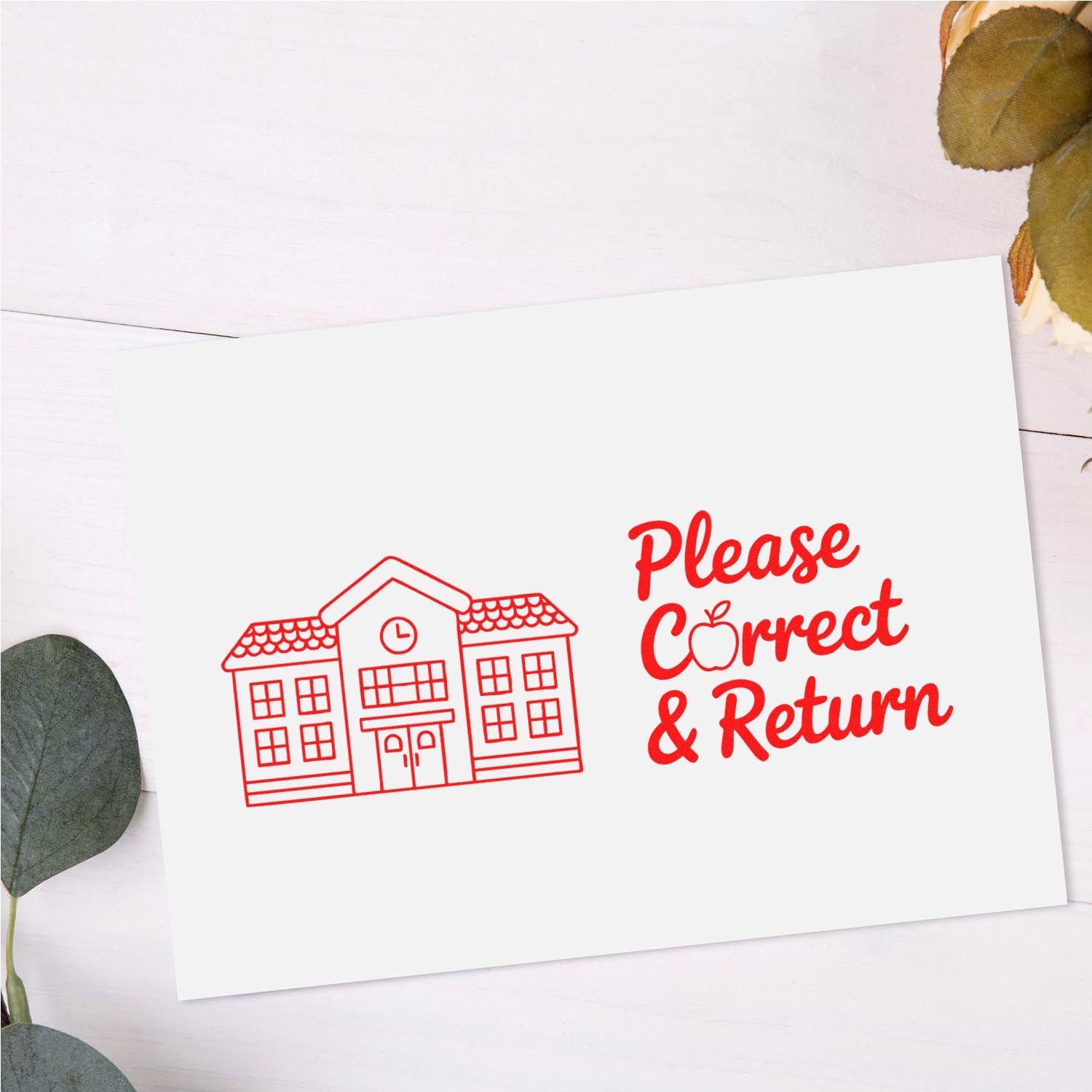 Please Correct & Return school rubber stamp for teacher grading, homework review, and student assignment feedback.