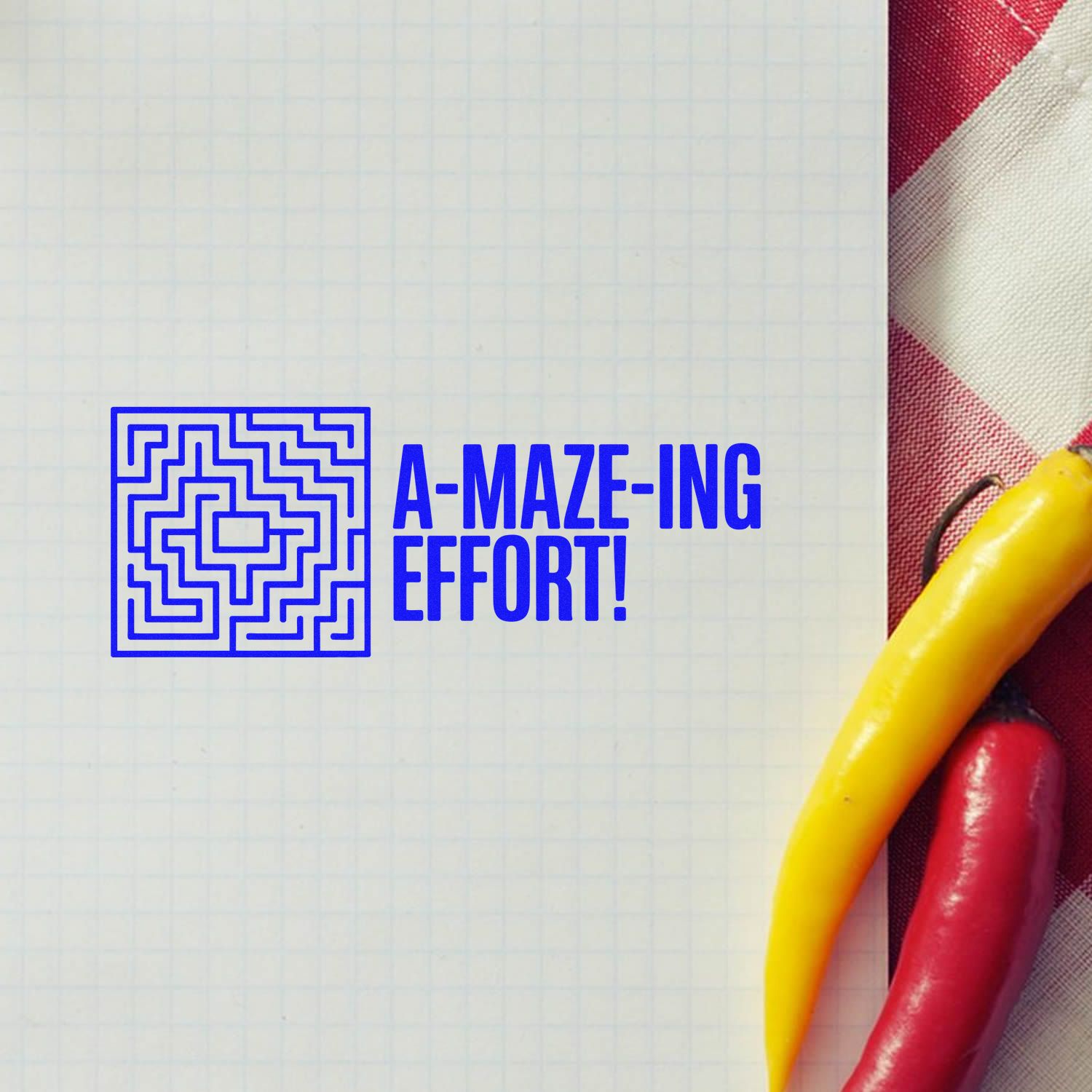 A-MAZE-ING EFFORT! maze rubber stamp for classroom encouragement and rewarding student achievements.