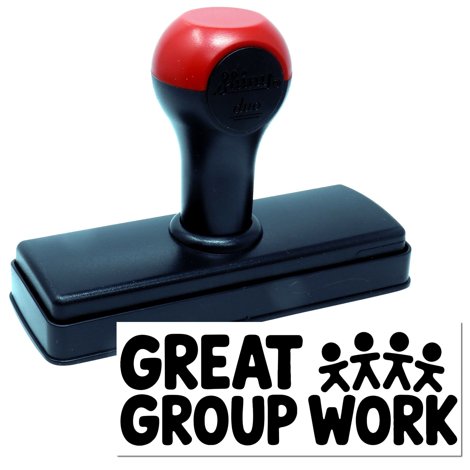 Self-inking rubber stamp with Great Group Work message for classroom, teacher, or office feedback.