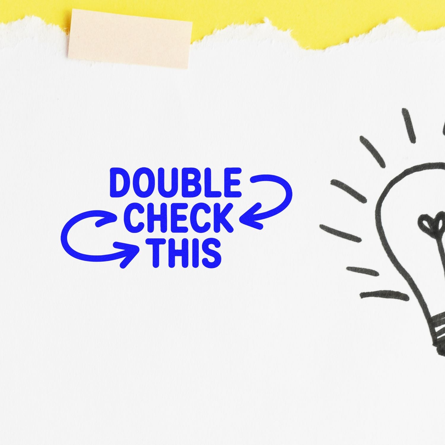 Double Check This custom rubber stamp design with blue arrows for document review and proofing.