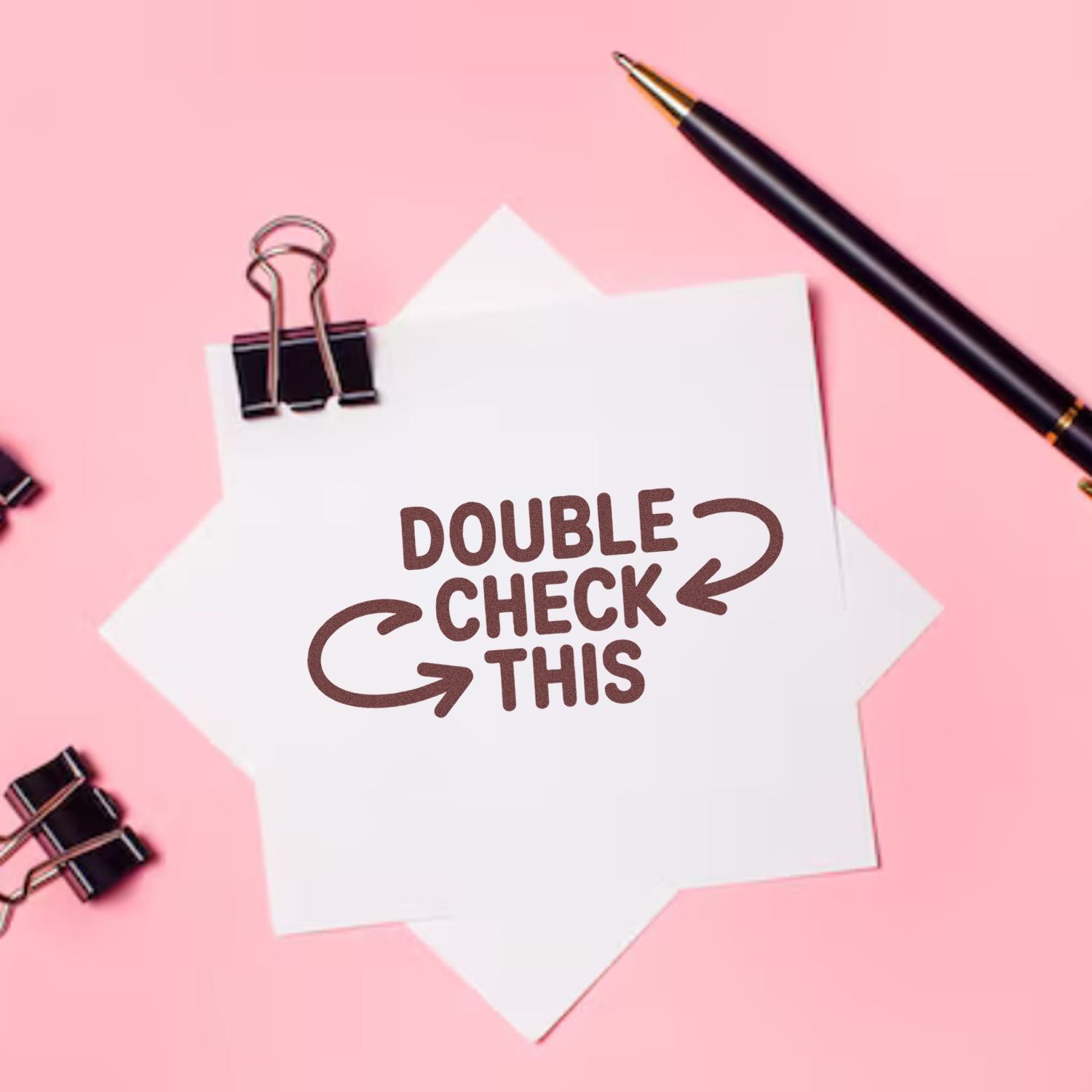 Double Check This rubber stamp design on paper, perfect for office reminders, planners, and stationery.