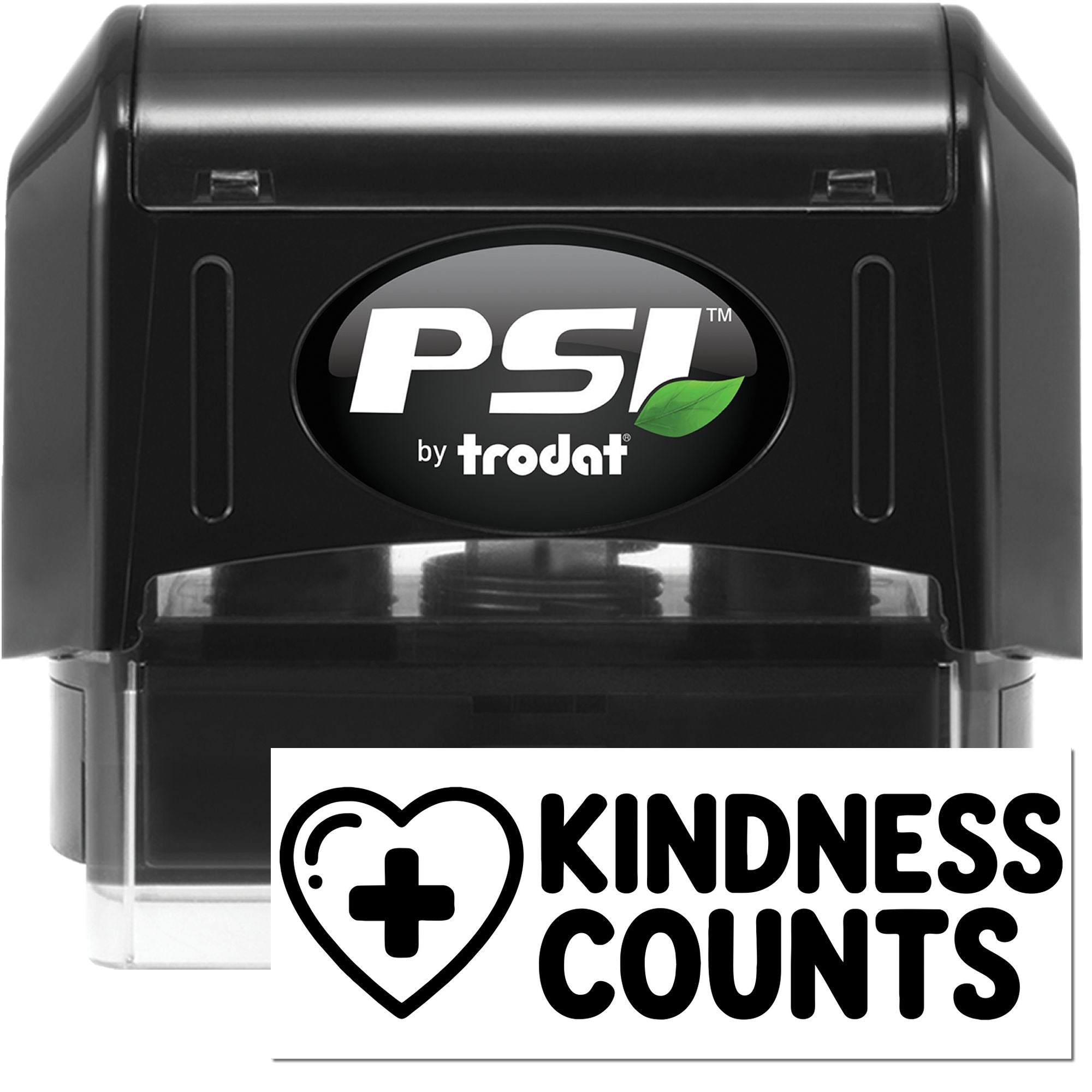 PSI by Trodat self-inking rubber stamp with Kindness Counts design for motivational and classroom stamping.