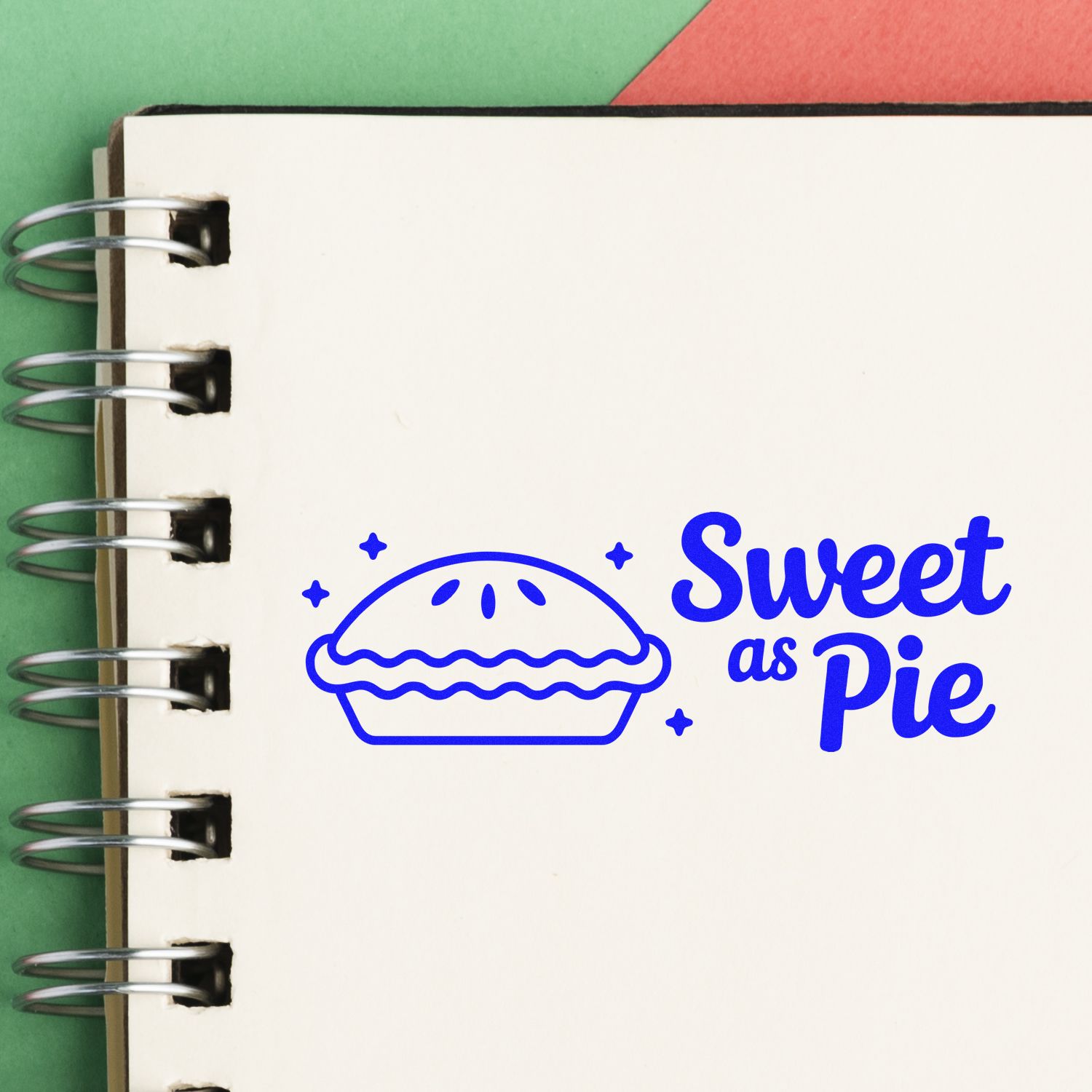 Sweet as Pie rubber stamp design with pie illustration, ideal for bakery packaging, cards, and scrapbooking.
