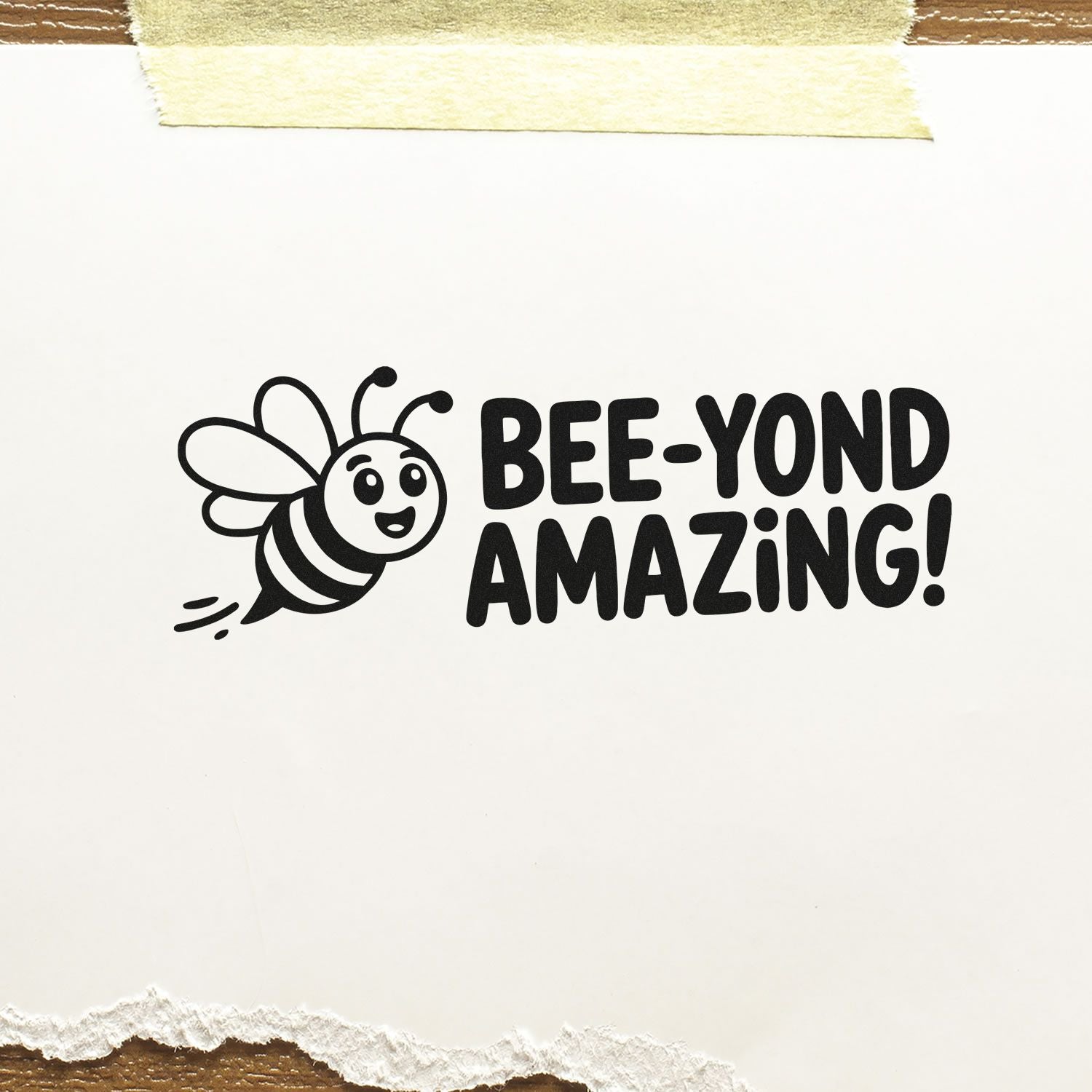 Bee-Yond Amazing rubber stamp with cute bee graphic, perfect for cards, scrapbooking, and craft packaging.