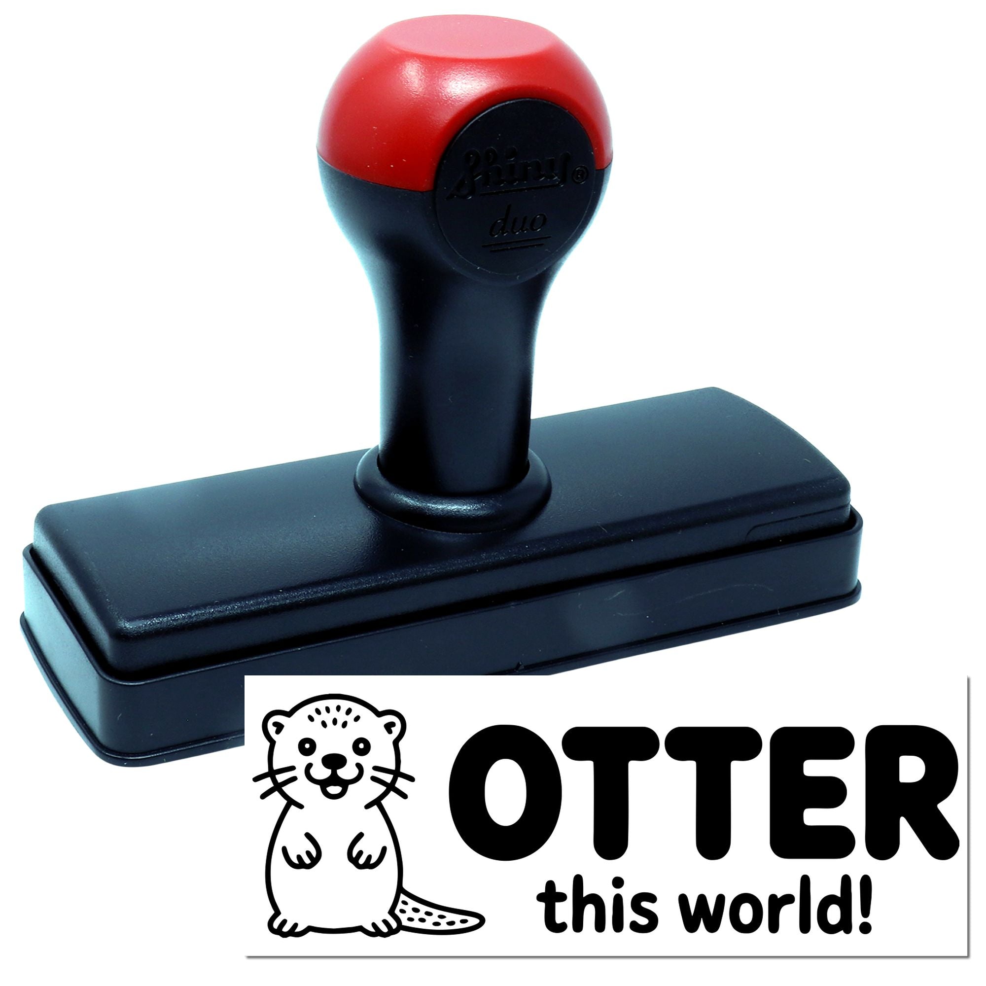 Otter this world rubber stamp with cute otter design for custom crafting and animal-themed stationery.