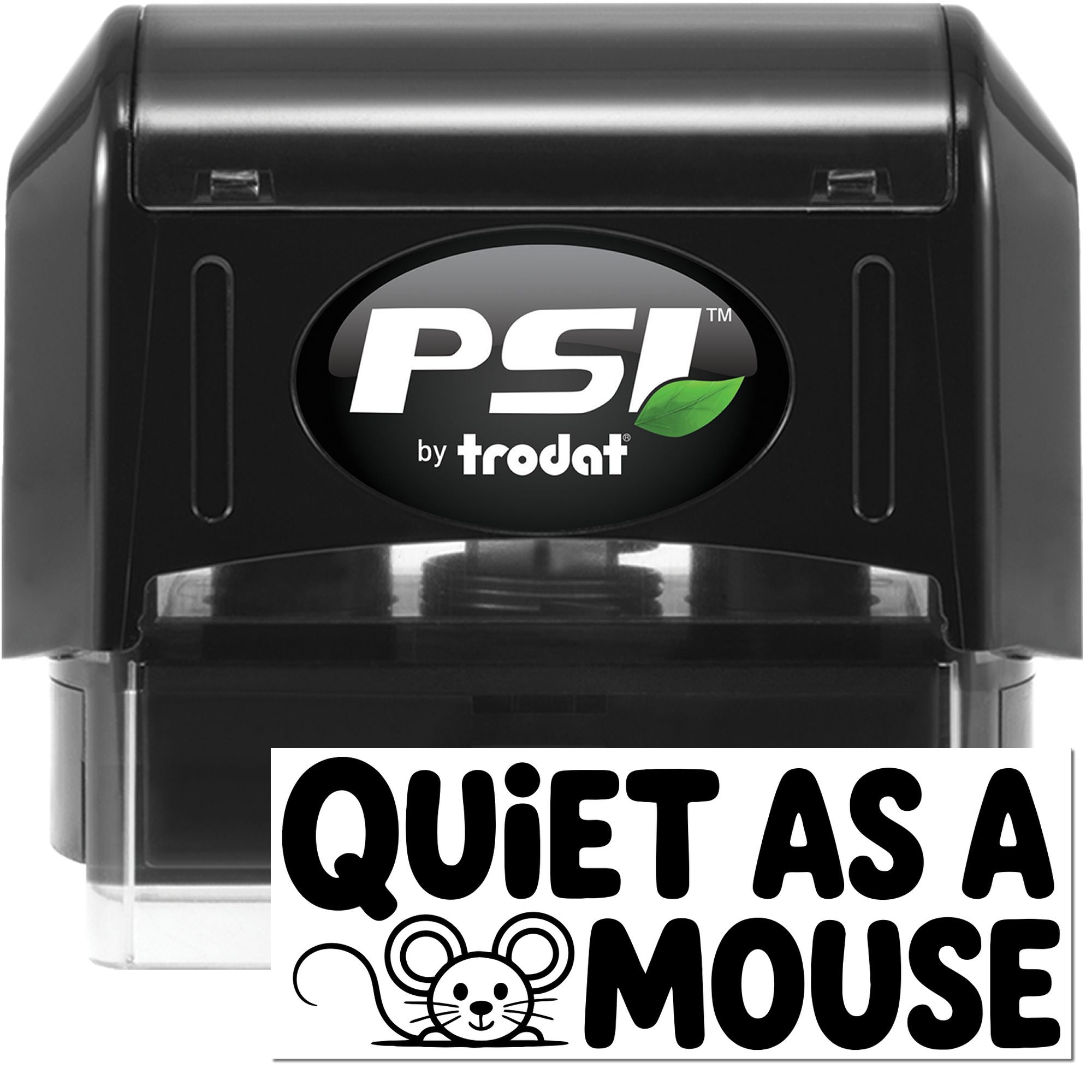 PSI by Trodat Quiet as a Mouse self-inking rubber stamp for quiet office use and custom stamping tasks