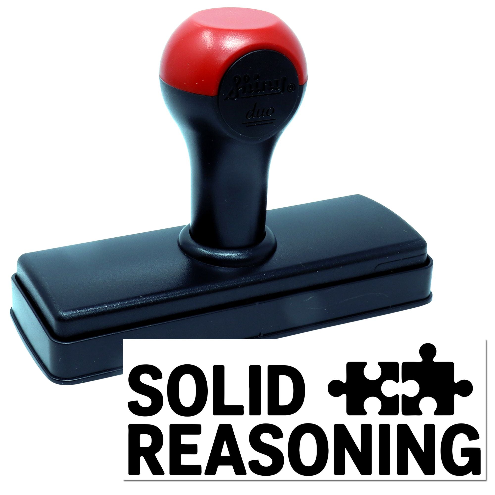 Self-inking rubber stamp with Solid Reasoning logo for office branding, custom business marking, and everyday use.