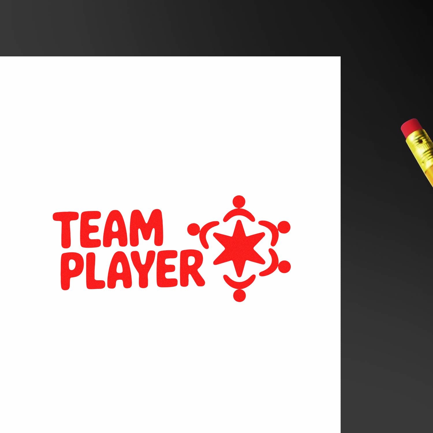 Team Player rubber stamp impression in red for employee recognition, school awards, and team-building notes.