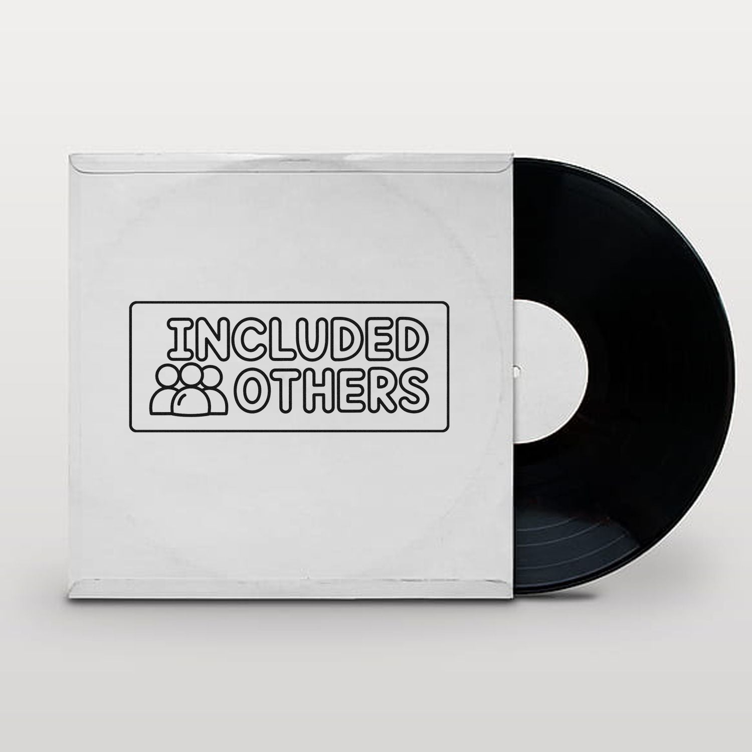 Included Others custom rubber stamp design on vinyl record sleeve mockup