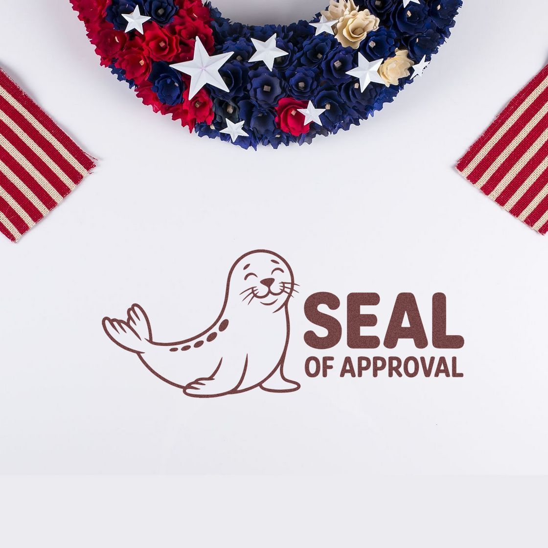 Seal of Approval rubber stamp with seal illustration, perfect for patriotic crafting and approval-themed projects.