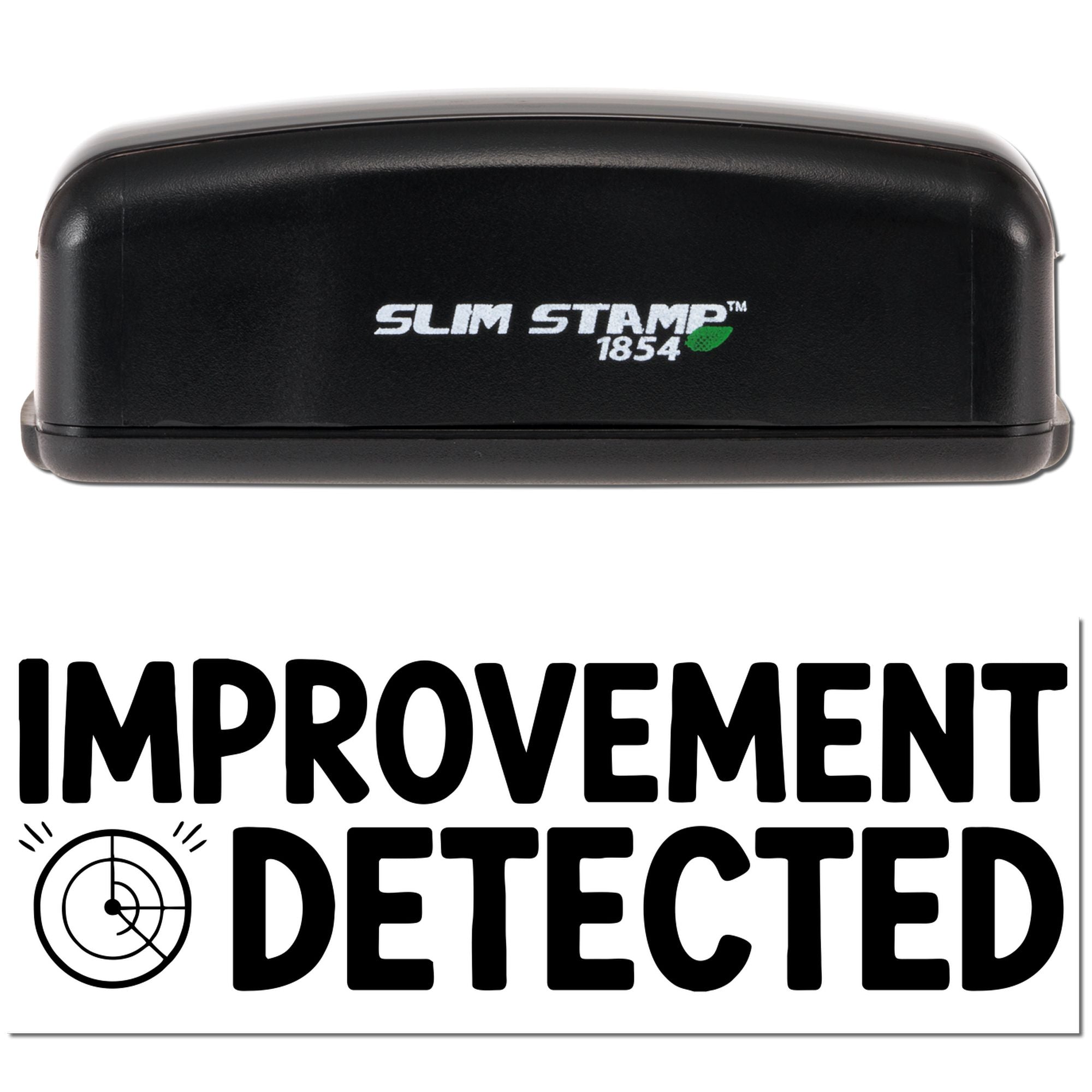 Slim Stamp rubber stamp with Improvement Detected message and target icon, ideal for feedback, review, and approval marking.
