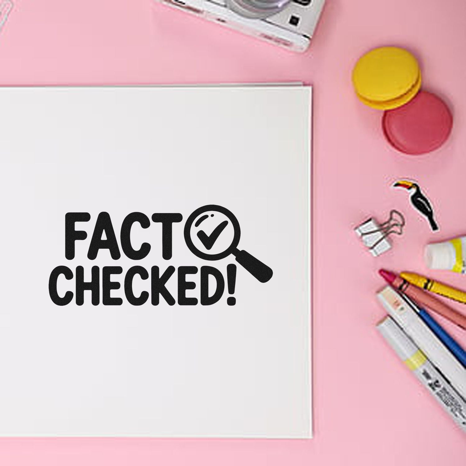 Fact checked rubber stamp on paper, perfect for editor, teacher, and office approval marking.