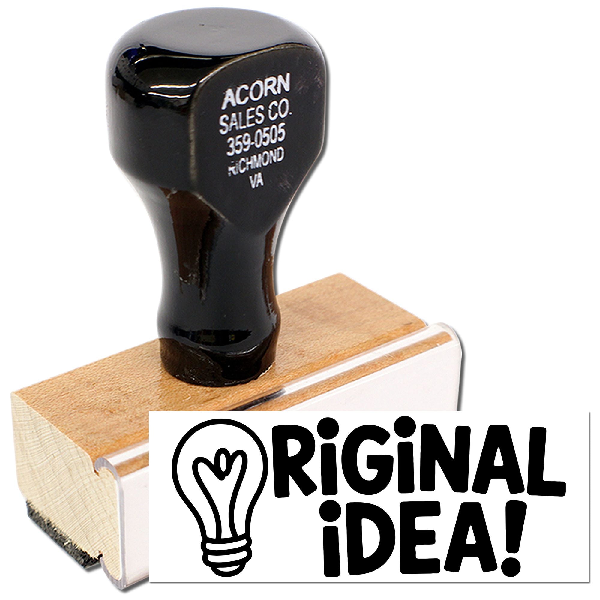Custom rubber stamp with Original Idea! logo for creative branding and stationery projects