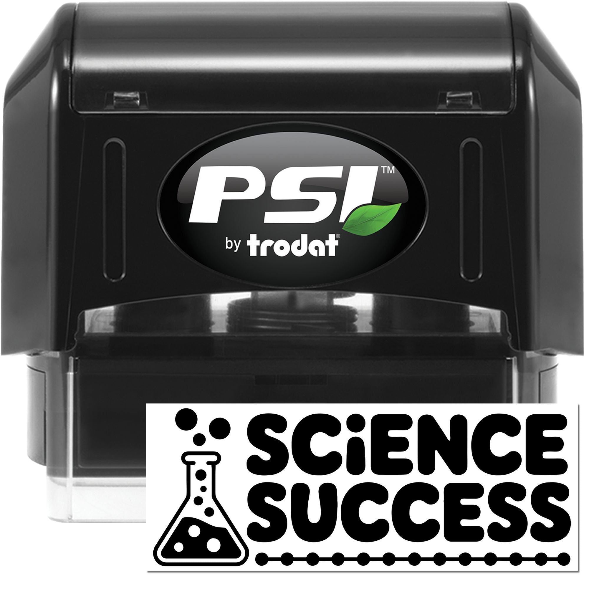 PSI by Trodat self-inking rubber stamp with Science Success imprint for classroom or lab rewards.