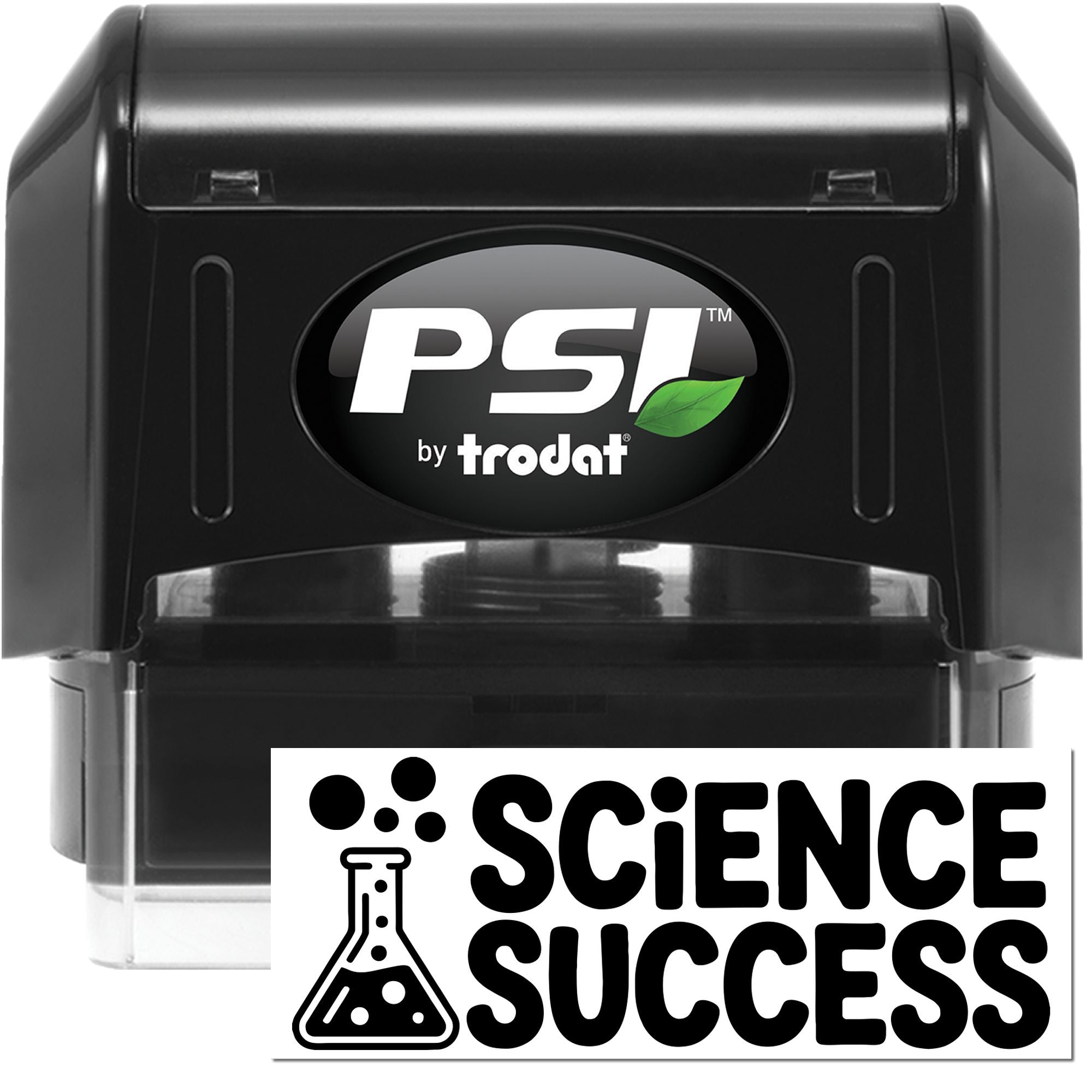 Science Success custom rubber stamp by PSI Trodat, perfect for teachers, science classrooms, and grading.