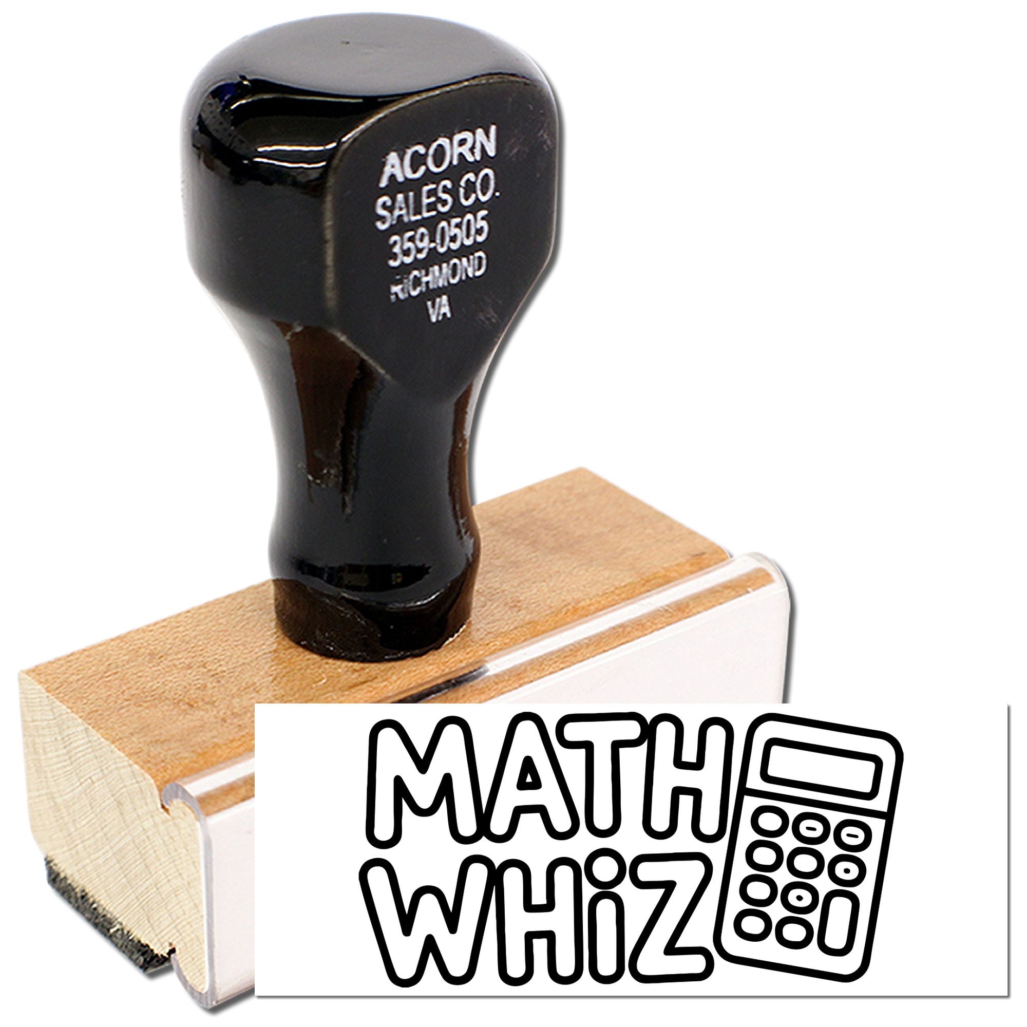 Custom Math Whiz rubber stamp for teachers, classroom rewards, and student math achievement.