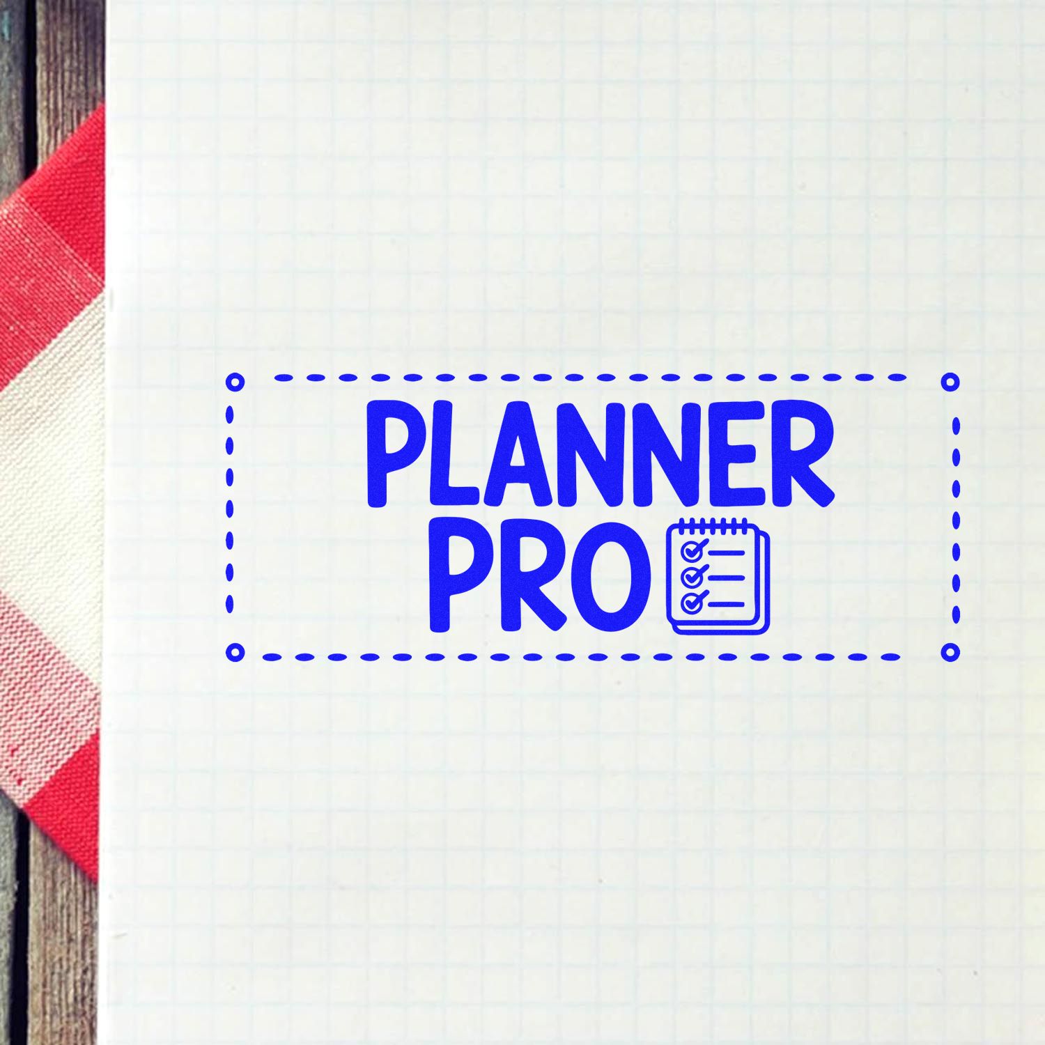 Planner Pro rubber stamp design with checklist icon, ideal for planner organization and productivity journaling.