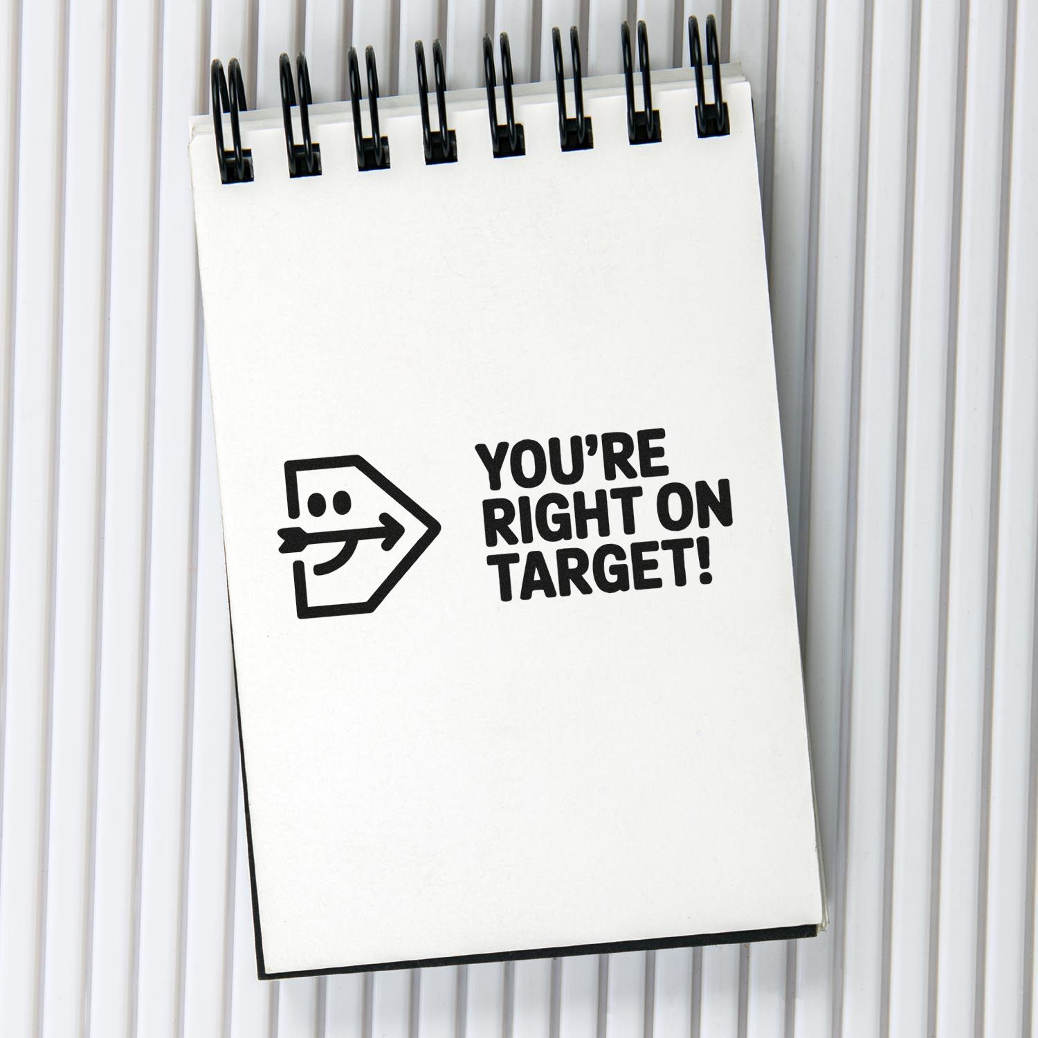 Custom rubber stamp design with Youre Right on Target! message, ideal for positive feedback and office use.