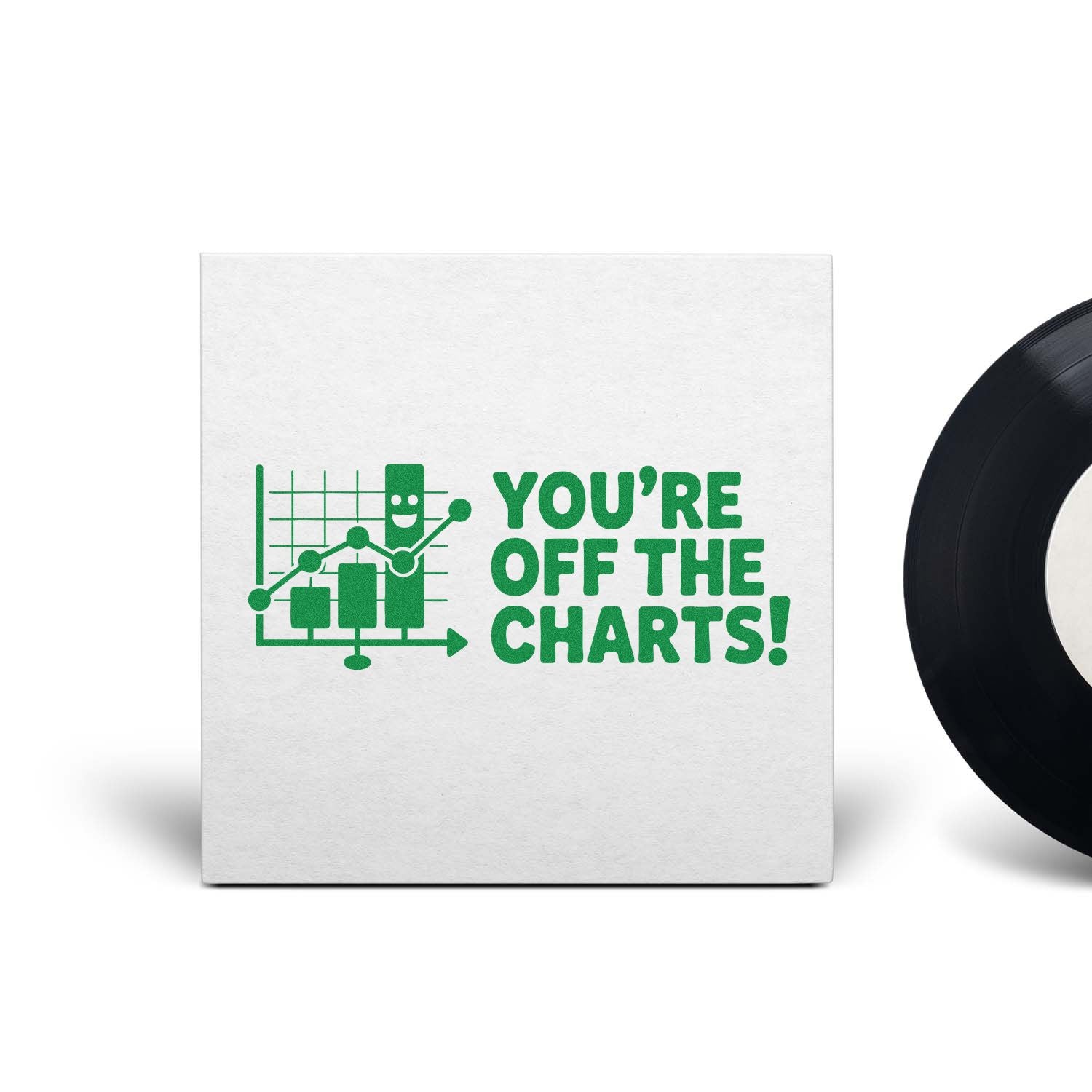 Motivational rubber stamp with chart icon and Youre Off the Charts! text for awards, recognition, or business praise.