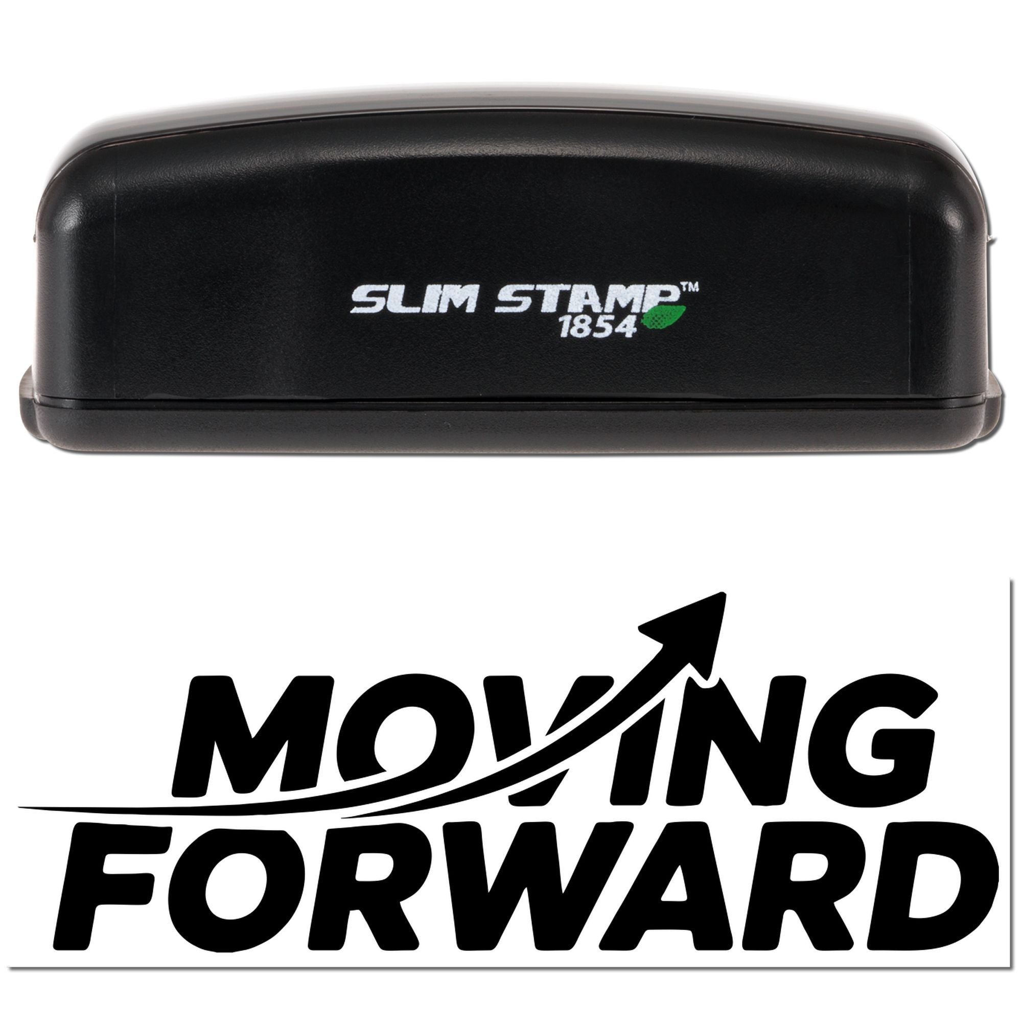 Slim Stamp 1854 rubber stamp with Moving Forward design and upward arrow for motivational business branding.