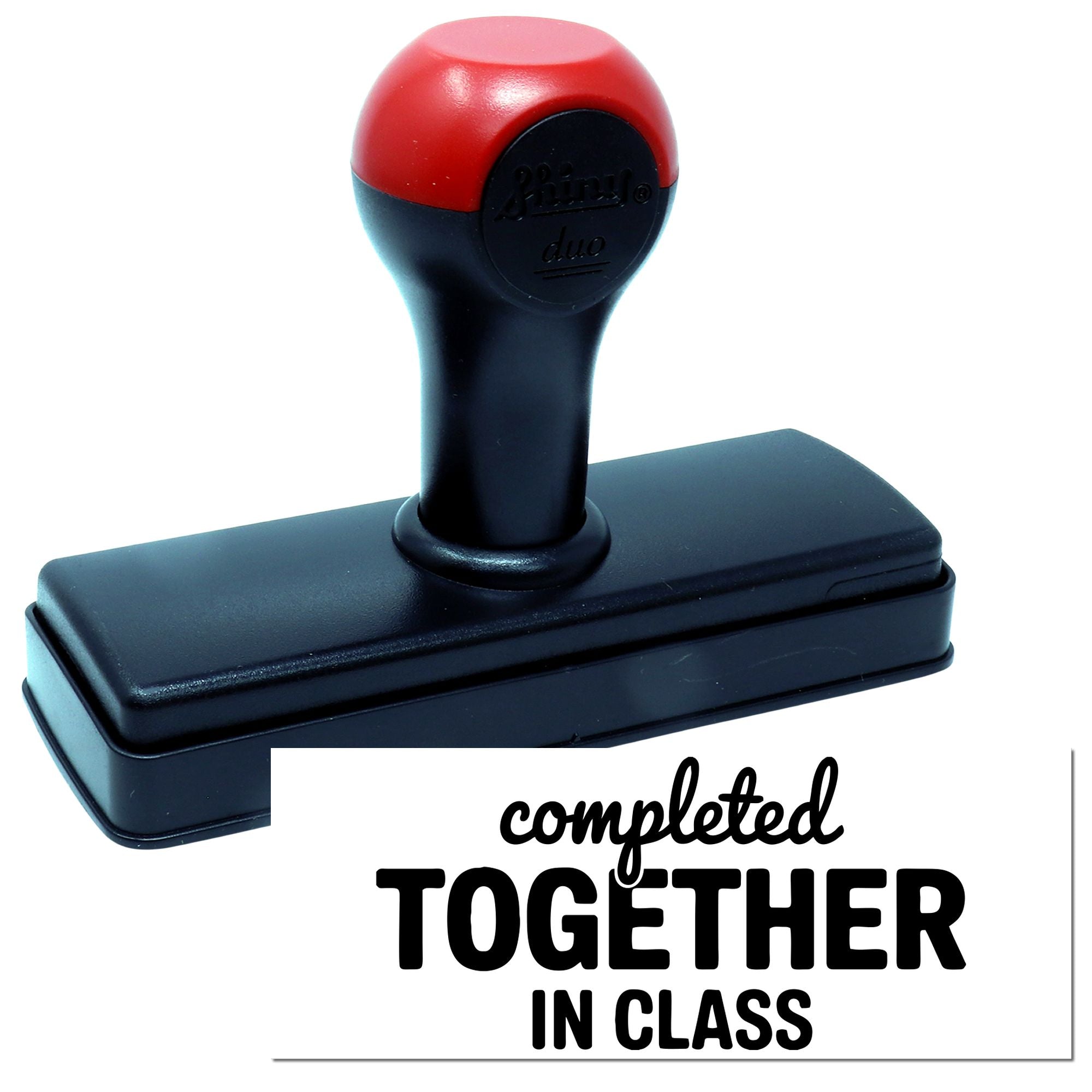Completed Together in Class rubber stamp, self-inking classroom stamp with rectangular base for student work and grading.