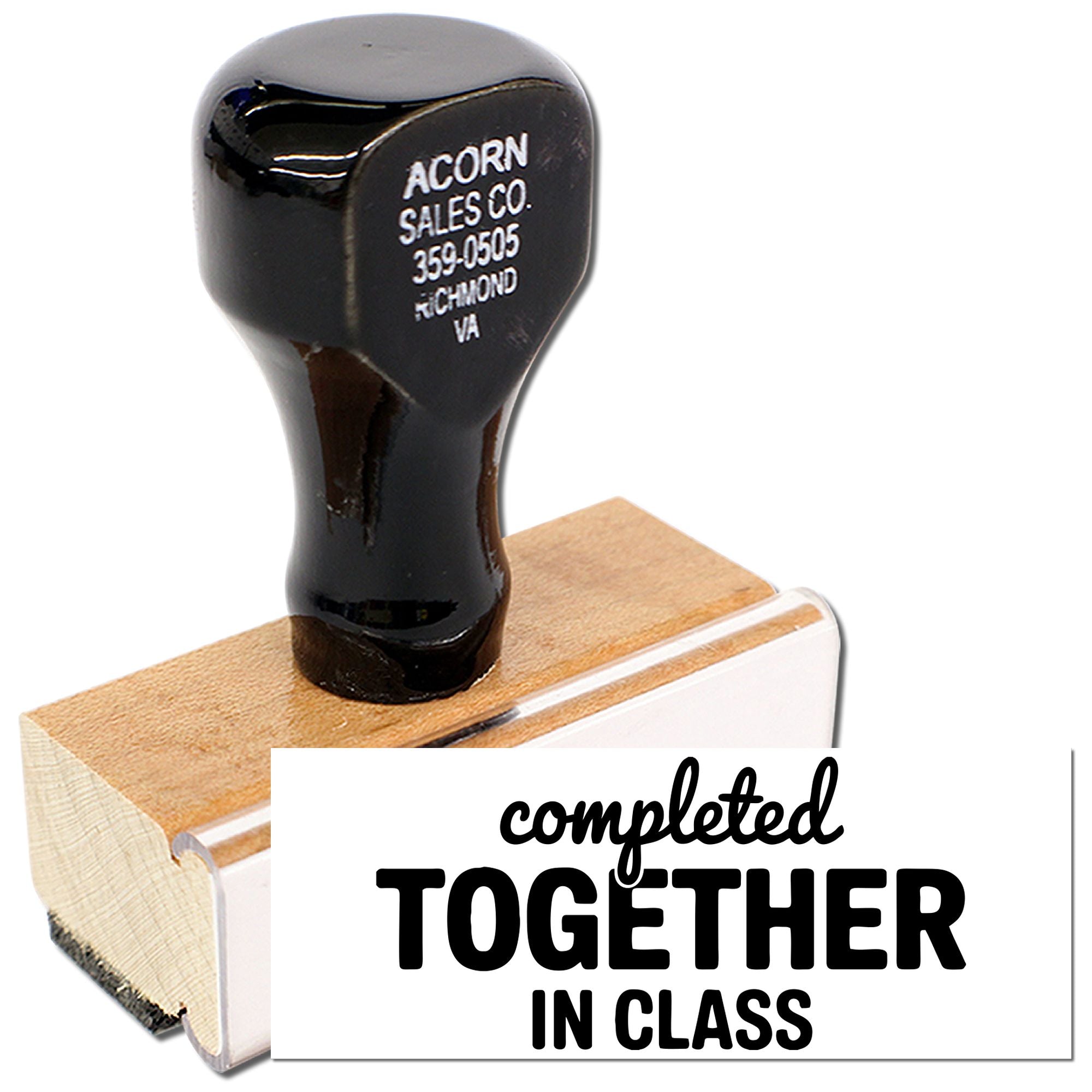 Custom classroom rubber stamp with Completed Together in Class for teacher grading and student projects