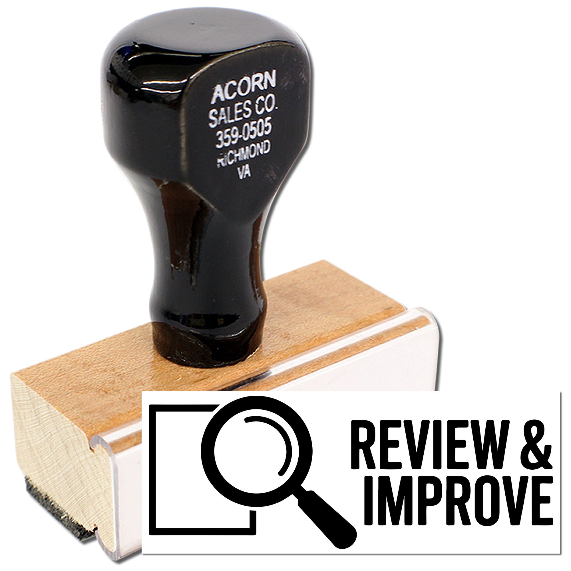 Custom rubber address stamp for Acorn Sales Co. with phone number, ideal for business mailing and branding.