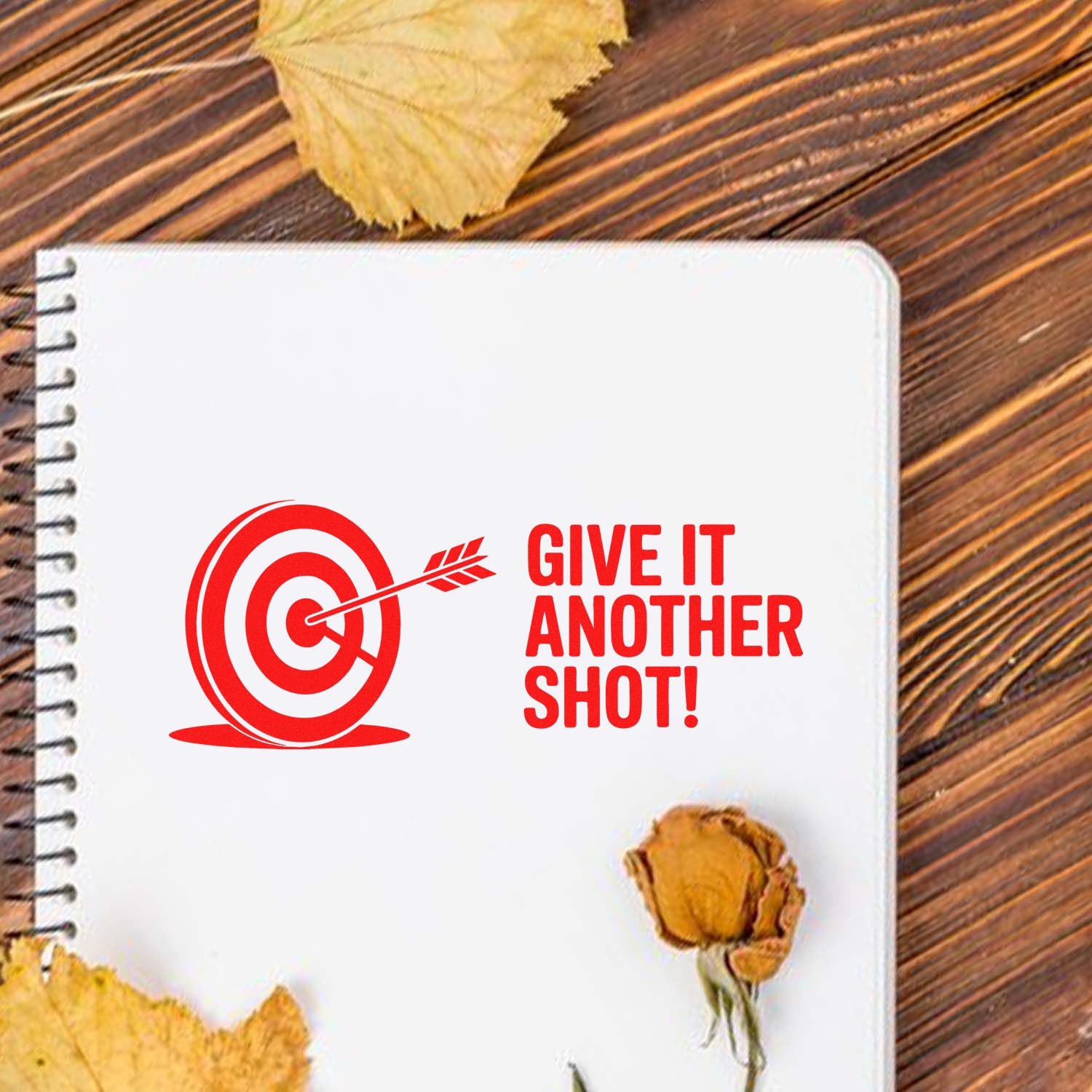 Motivational rubber stamp design with target and arrow reading Give It Another Shot! for encouragement and crafts.