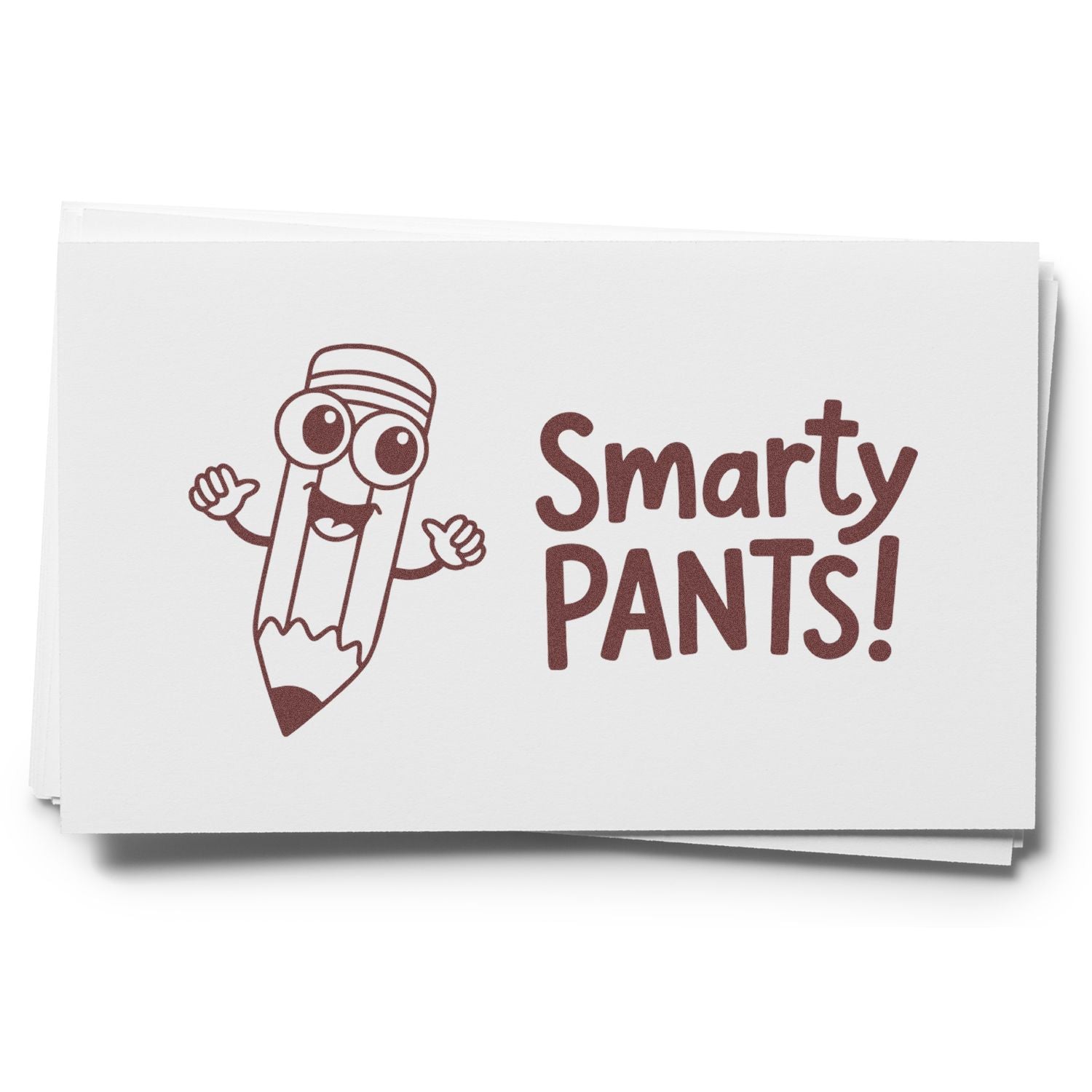 Smarty Pants pencil character rubber stamp design for teachers, school awards, and stationery