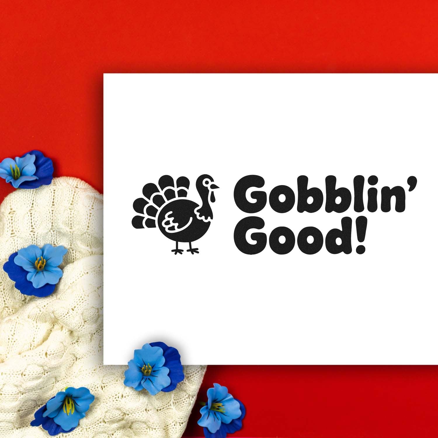 Gobblin' Good turkey rubber stamp for Thanksgiving cards, fall crafts, and festive paper projects.