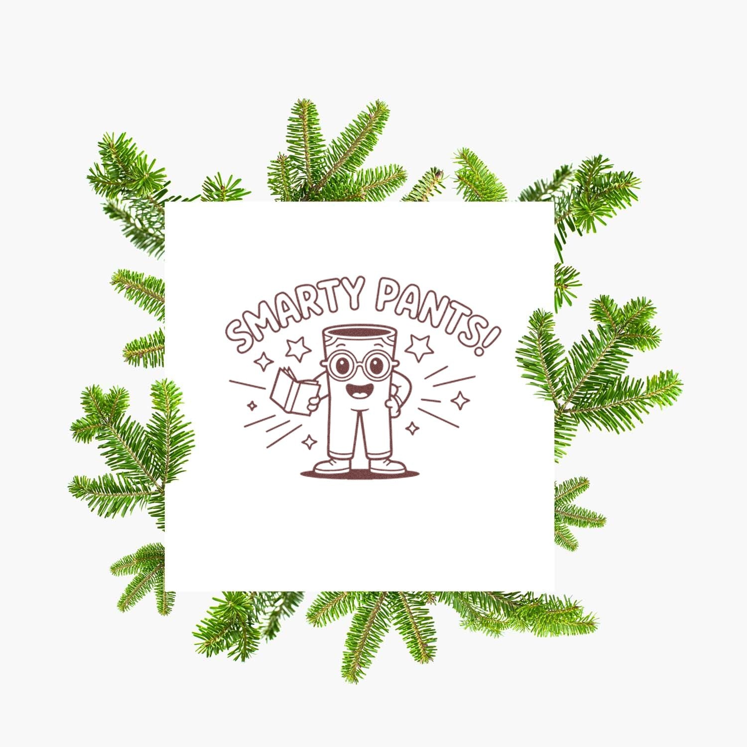 Smarty Pants rubber stamp design with playful cartoon character, ideal for teacher rewards and school projects.