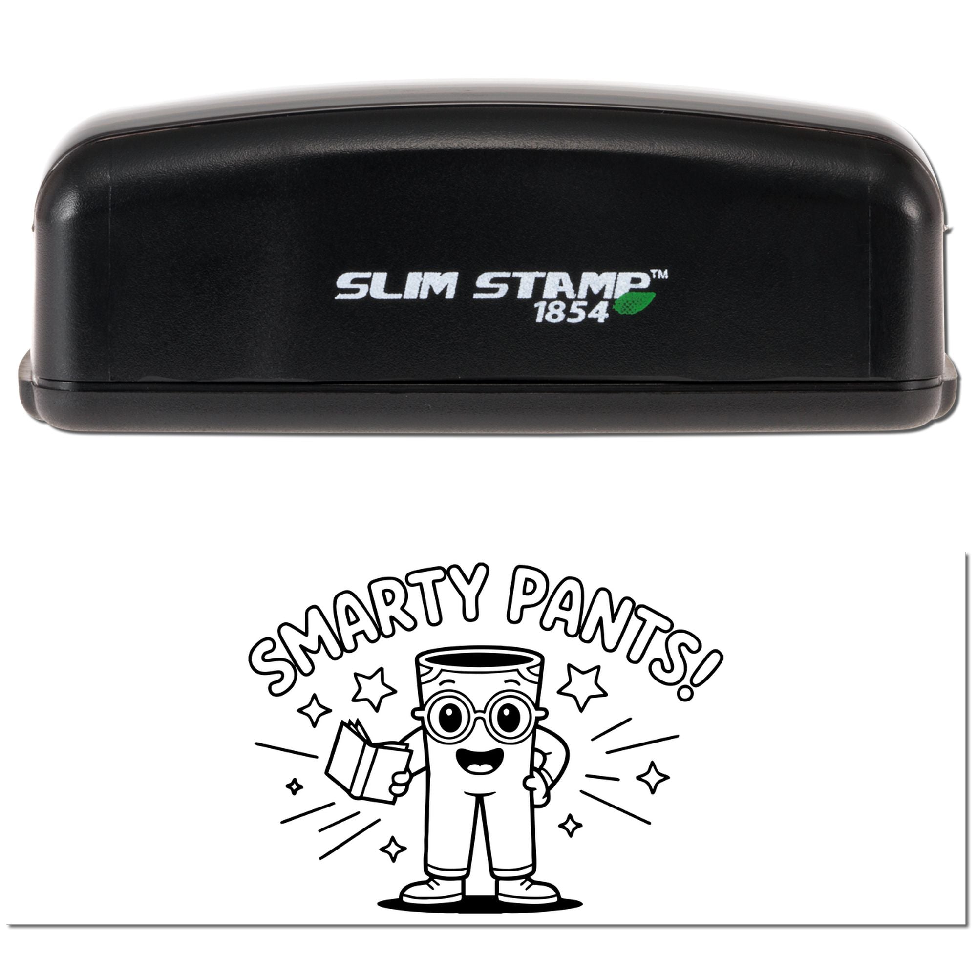 Slim Stamp 1854 self-inking rubber stamp with Smarty Pants cartoon design for teacher rewards and classroom use