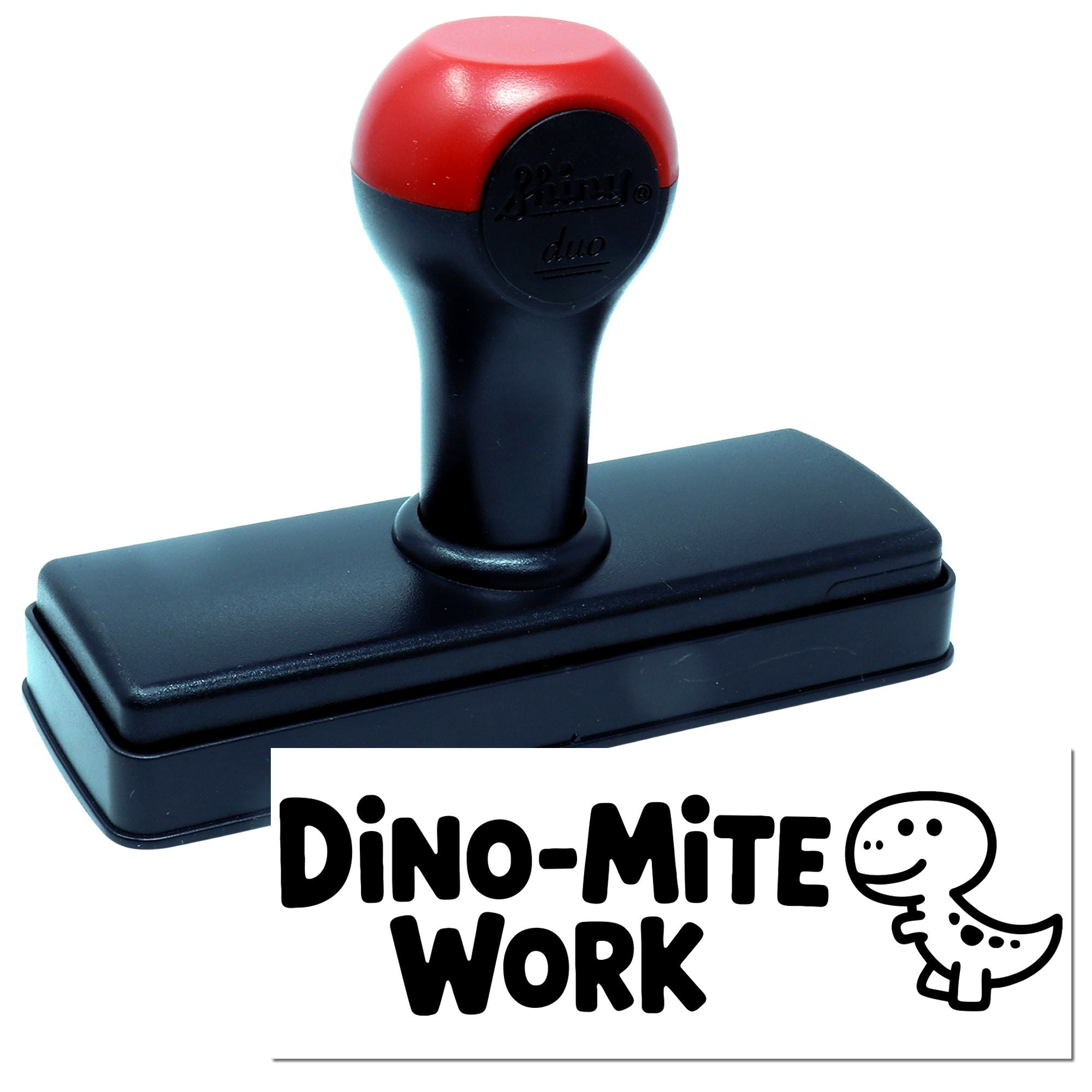 Dino-Mite Work self-inking rubber stamp with dinosaur design for fun office or classroom use.