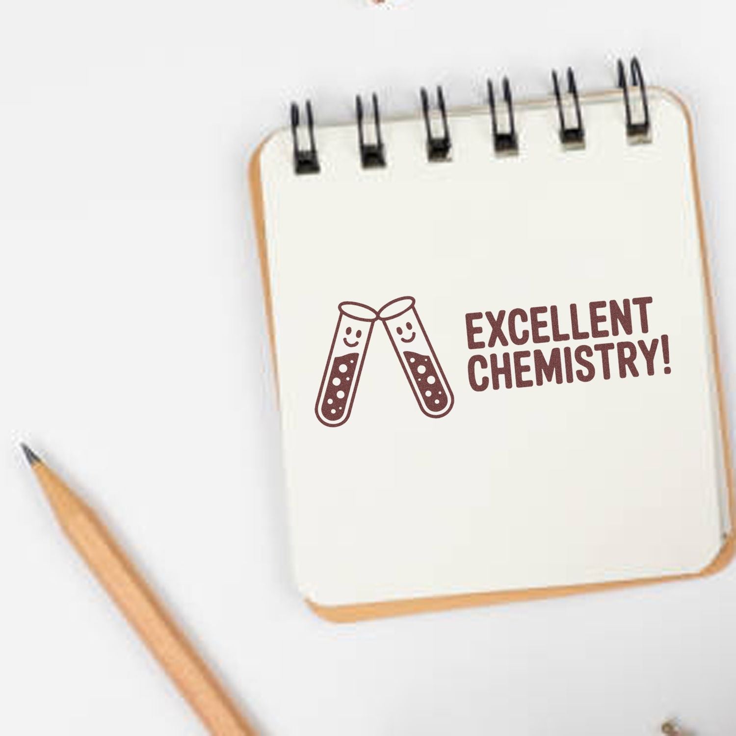 Excellent Chemistry rubber stamp design with test tubes, ideal for teacher feedback, science classroom, and lab project rewards.