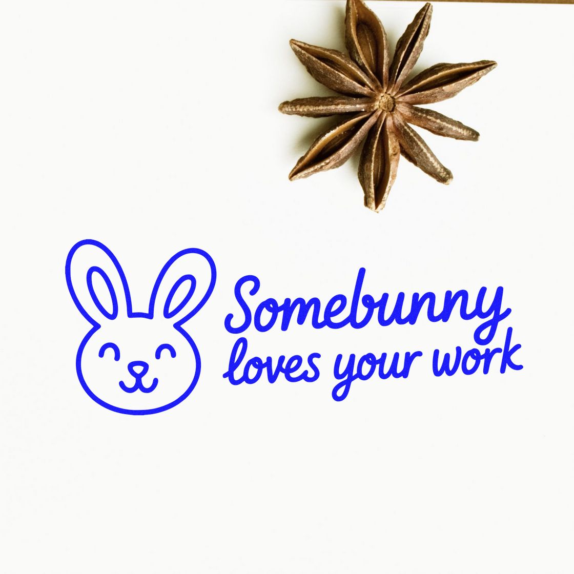 Somebunny loves your work bunny rubber stamp design with playful rabbit icon, ideal for handmade cards and crafting.
