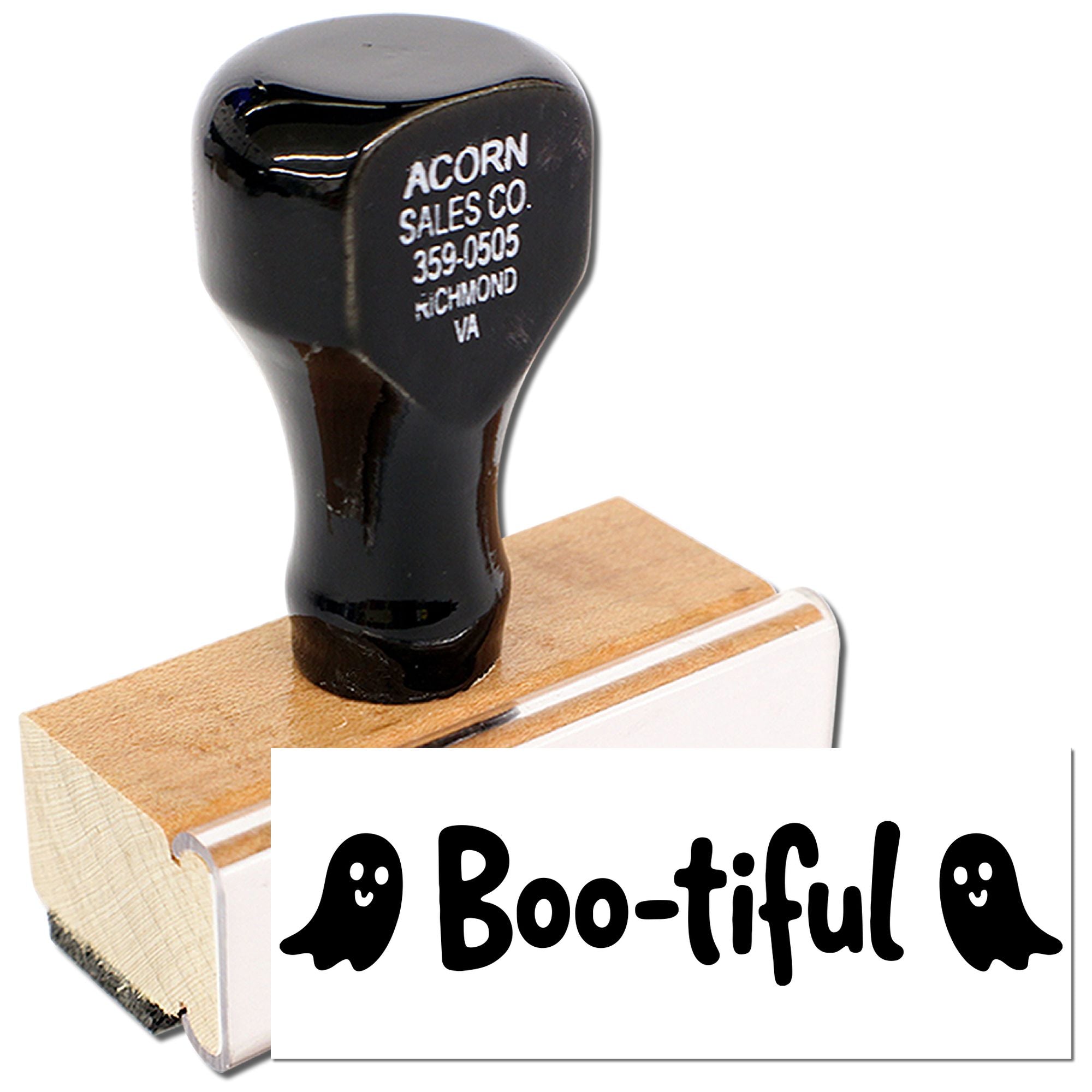 Halloween Boo-tiful rubber stamp with cute ghost design for cards, scrapbooking, and seasonal crafts.