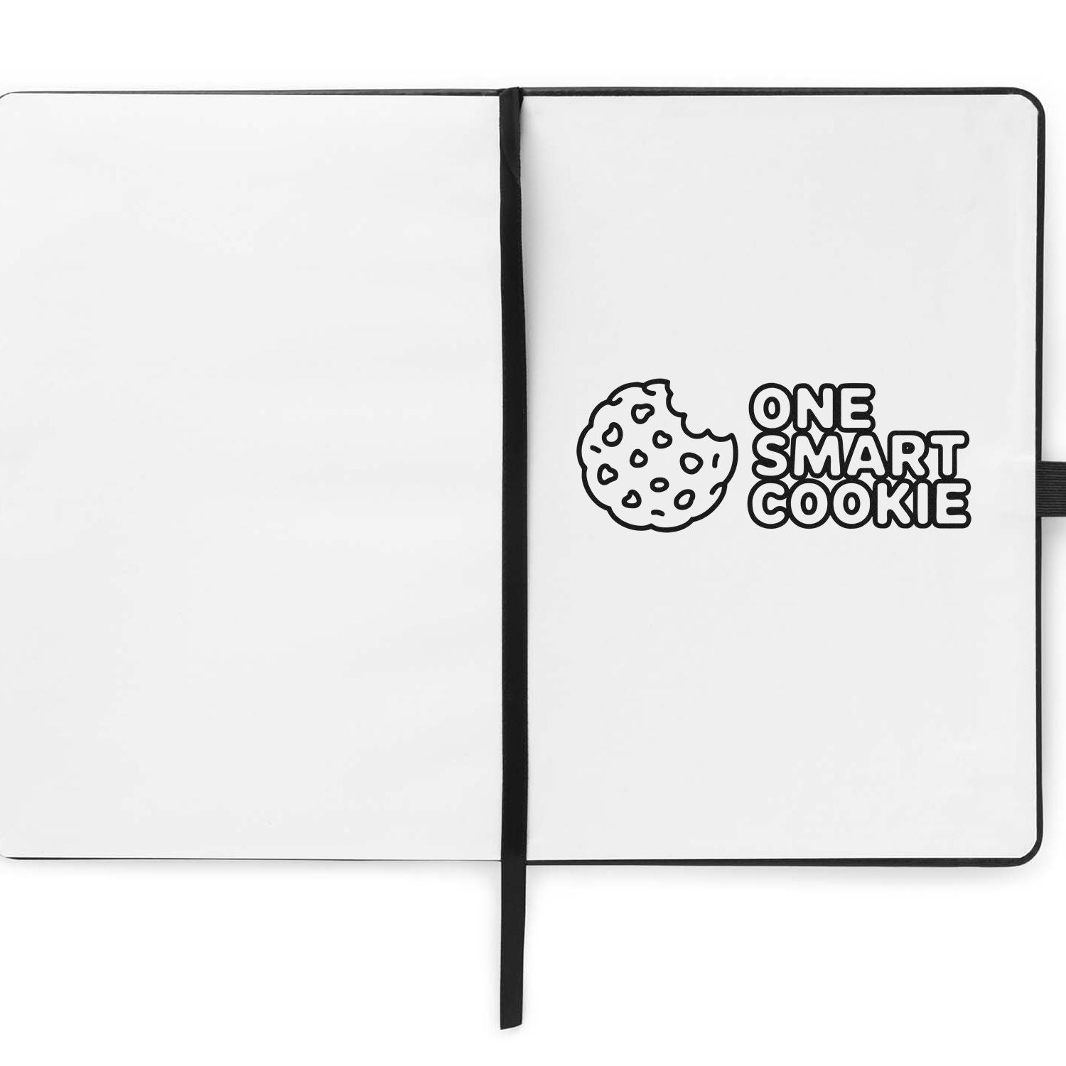 One Smart Cookie rubber stamp design on an open notebook, perfect for baking gifts, teacher rewards, and cookie-themed crafts.