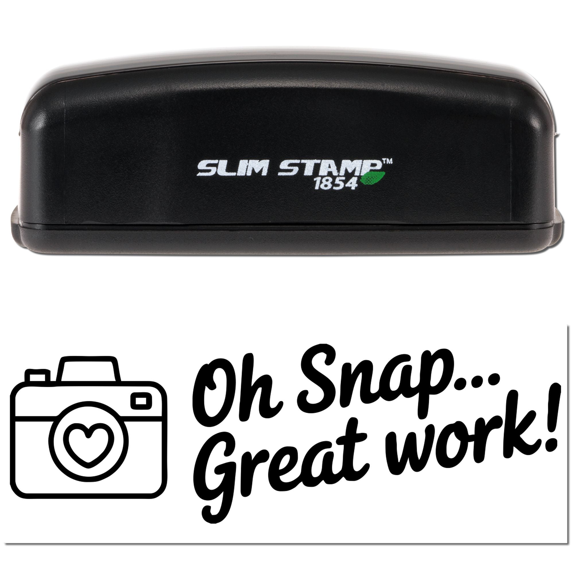 Slim Stamp 1854 custom rubber stamp with Oh Snap... Great work! design for photo gifts and scrapbooking.
