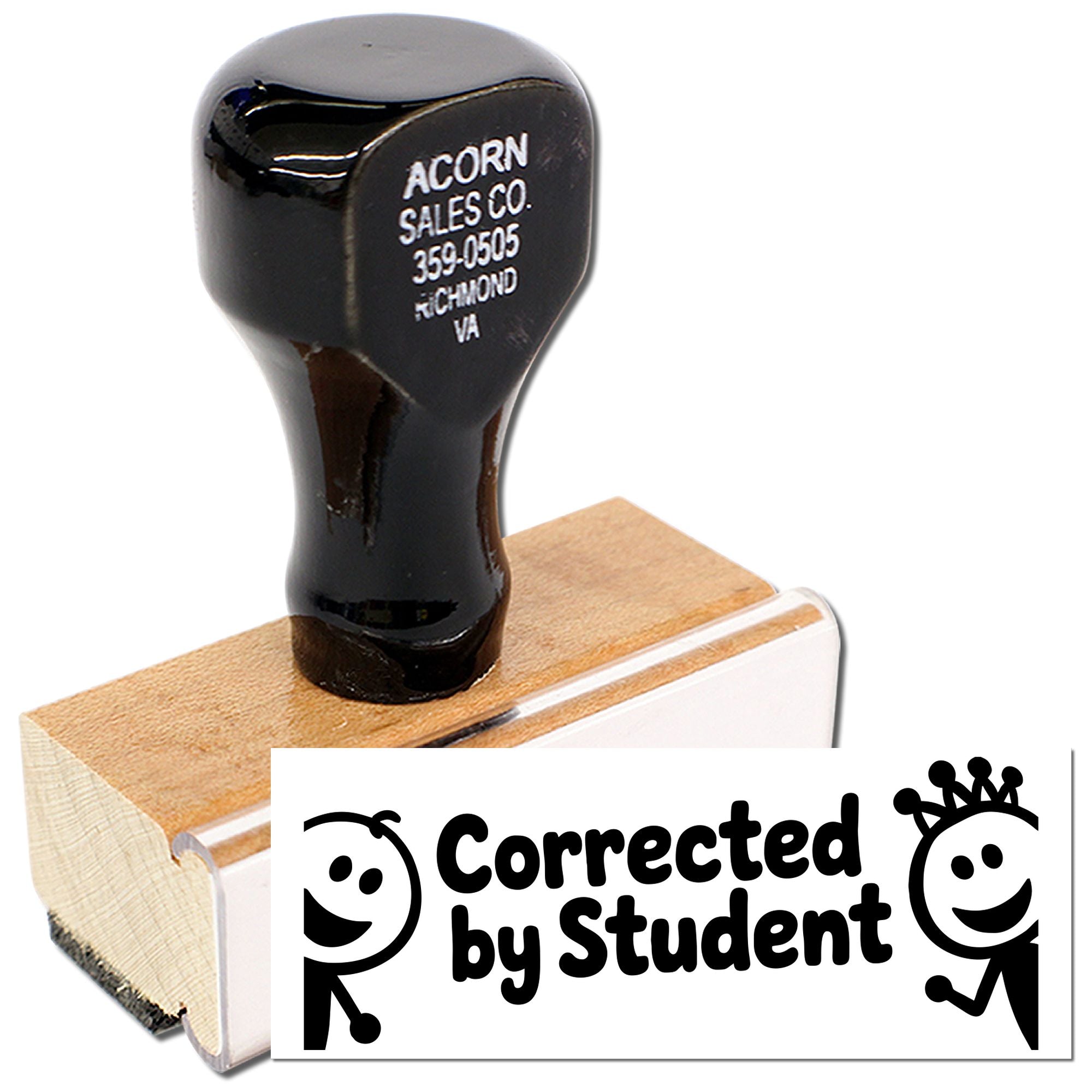 Corrected by Student rubber stamp for teacher grading, classroom homework feedback, and educational use.