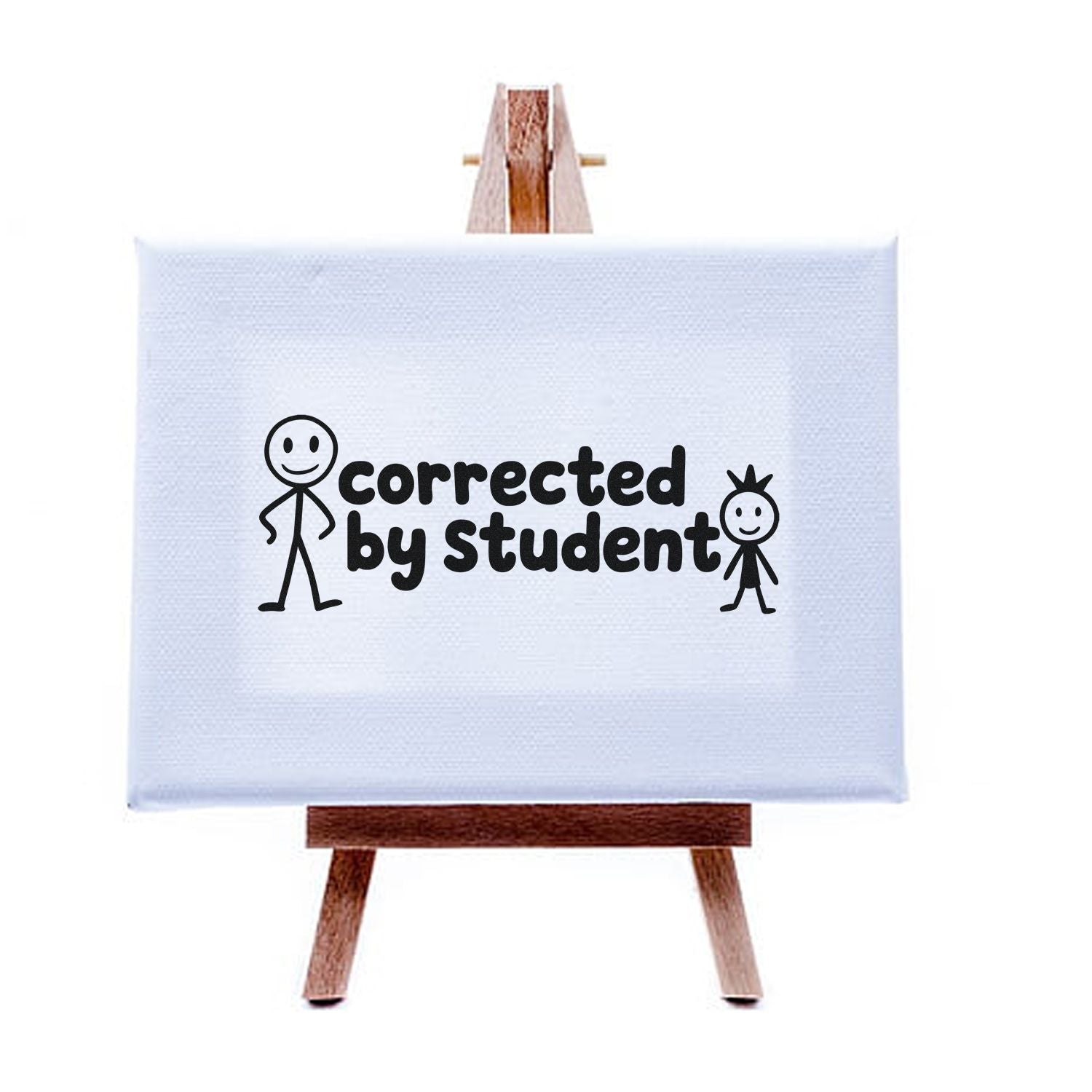Custom rubber stamp with Corrected by Student message for teacher grading, classroom feedback, and student review.