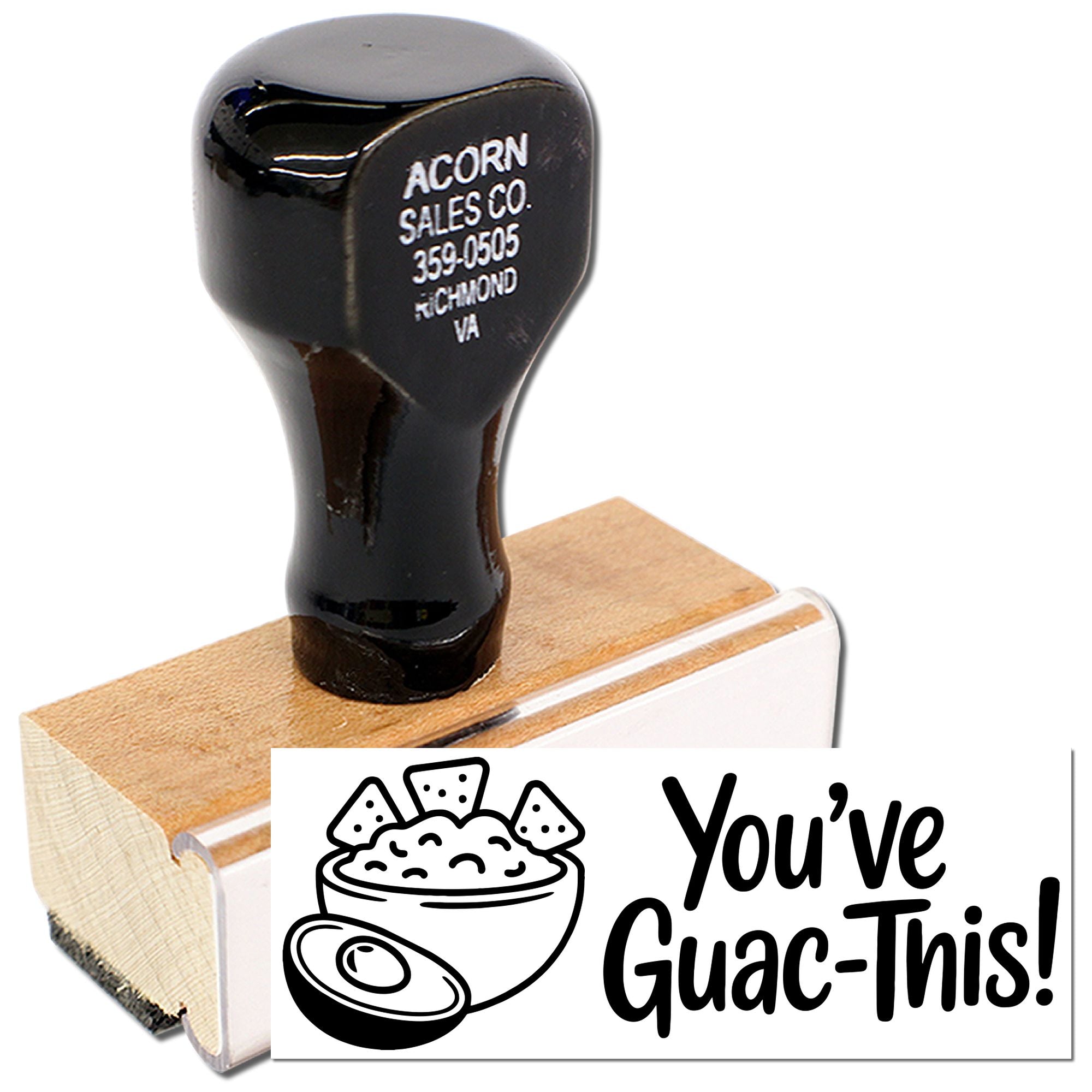 Custom rubber stamp with Youve Guac-This! avocado design for fun personalized crafts, labels, and business branding.