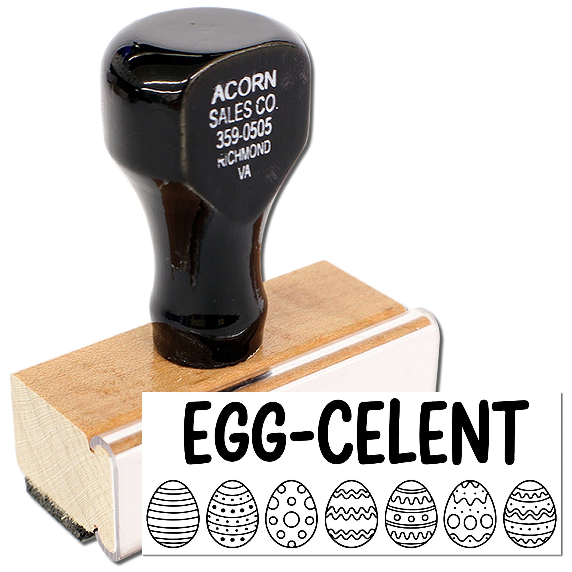 Egg-celent rubber stamp with Easter egg designs for holiday cards, crafts, and scrapbook decorating.