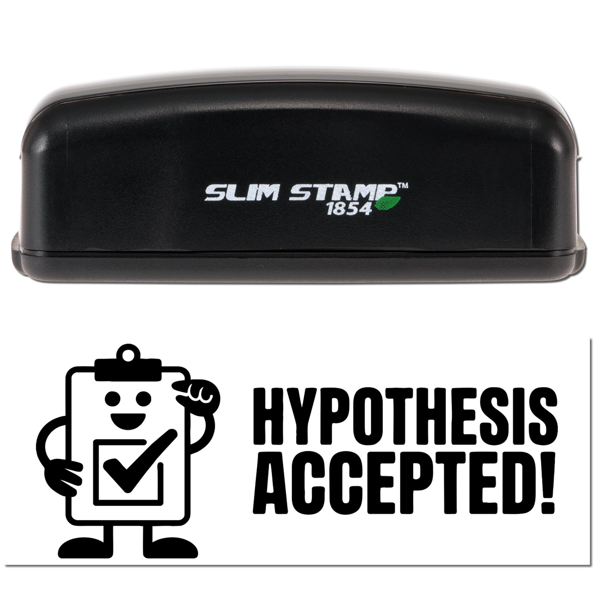 Slim Stamp 1854 rubber stamp with Hypothesis Accepted! design for science teachers, classroom grading, and feedback.